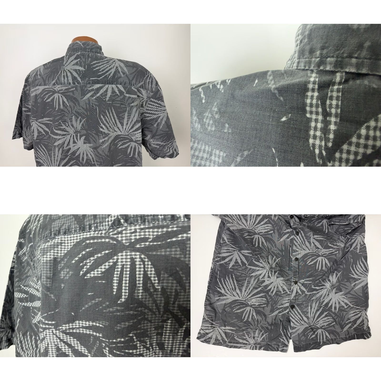 Faded Glory VINTAGE 90s Faded Glory Shirt Men L Hawaiian Palm Leaf Gray Cotton Short Sleeve Button-Up Size US L / EU 52-54 / 3 - 8 Thumbnail