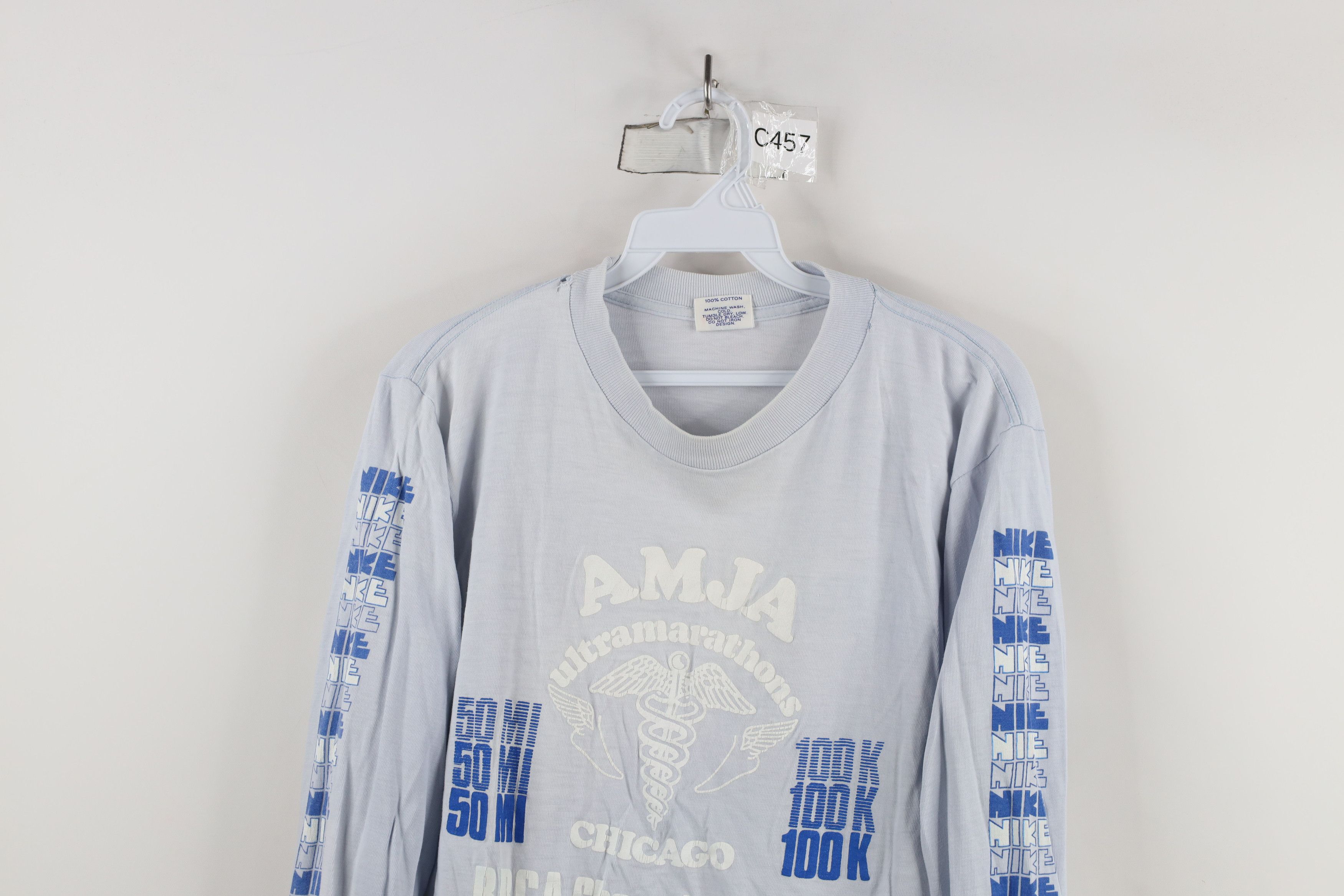 Nike × Vintage Vintage 80s Nike Ultramarathon Chicago Long Sleeve T-Shirt Size US M / EU 48-50 / 2 - 2 Thumbnail