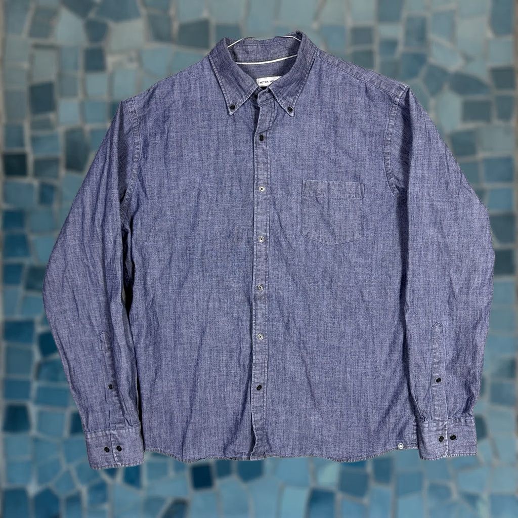 Peter Millar Peter Millar Shirt Mens L Denim Chambray Button-Up Crown Crafted Size US L / EU 52-54 / 3 - 1 Thumbnail