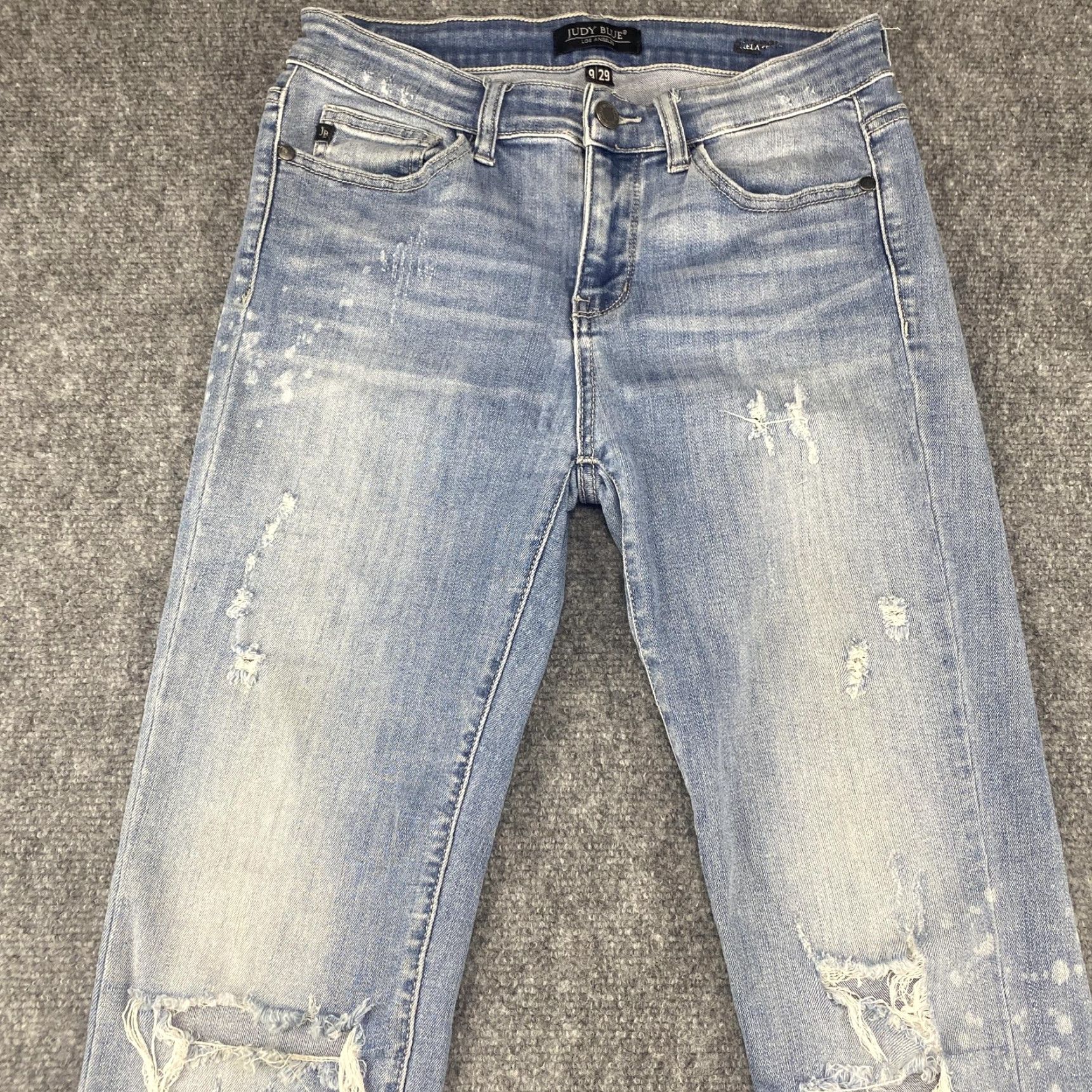 Vintage Judy Blue Jeans Womens 29 Skinny Distressed Light Wash Stretch Denim Slim Mid Rise Pockets Zip Size 29" - 3 Thumbnail