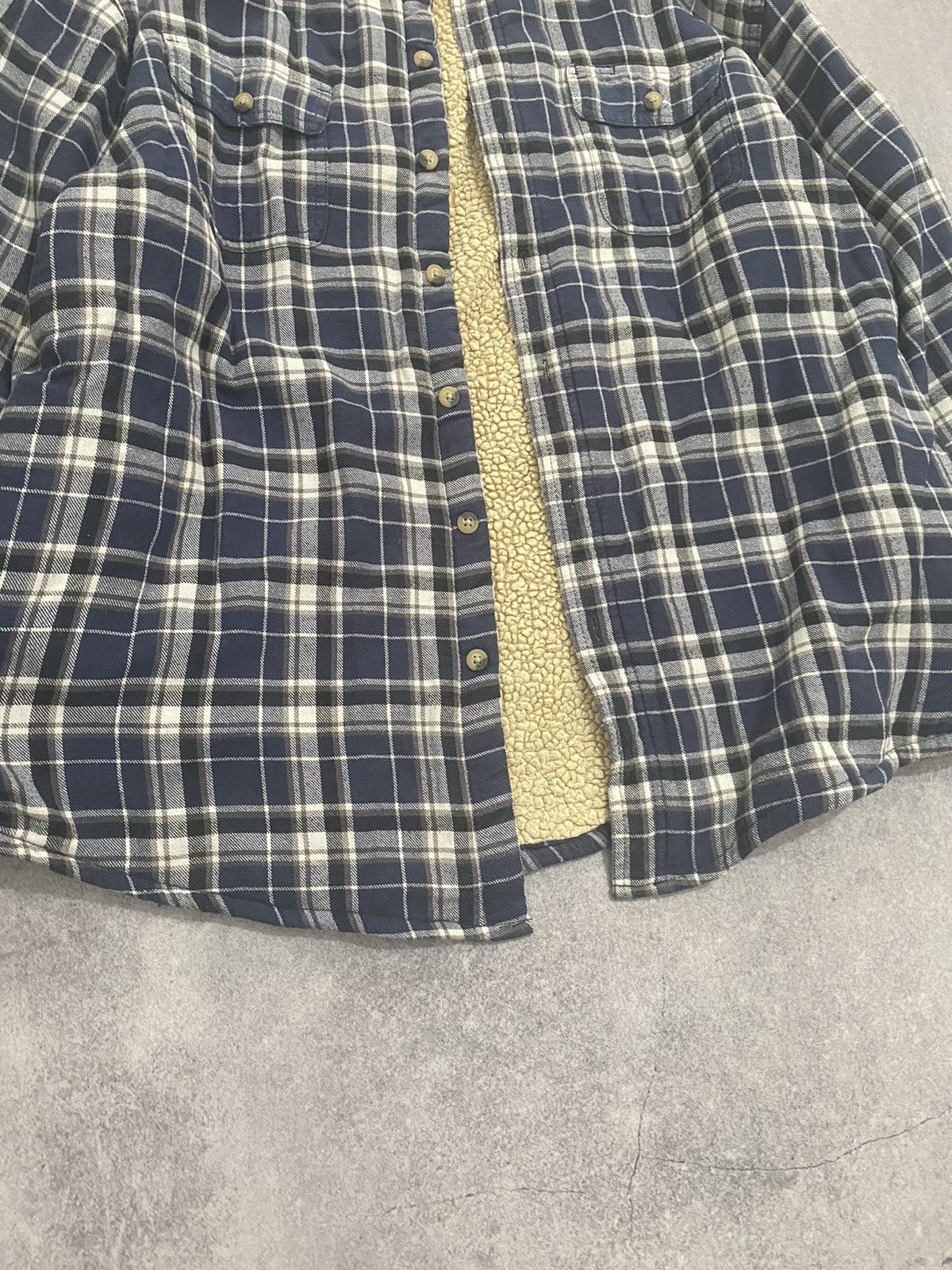 Vintage × Wrangler Vintage Wrangler Flannel Lined Blue Plaid Buttons Up Shirt Size US XL / EU 56 / 4 - 3 Thumbnail