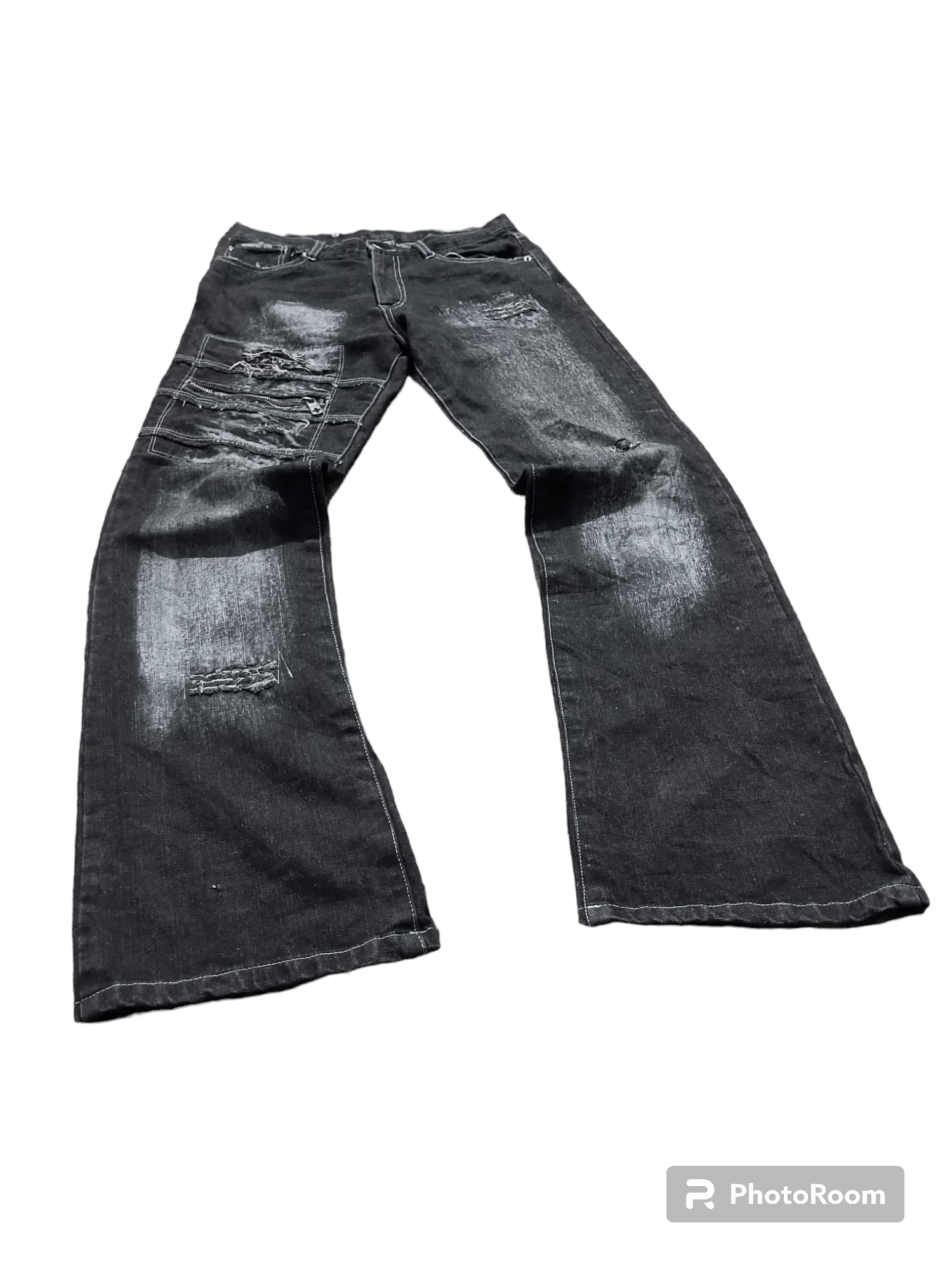 BERNINGS SHO Berning sho punk studded skull flared distressed jeans Size US 30 / EU 46 - 2 Thumbnail