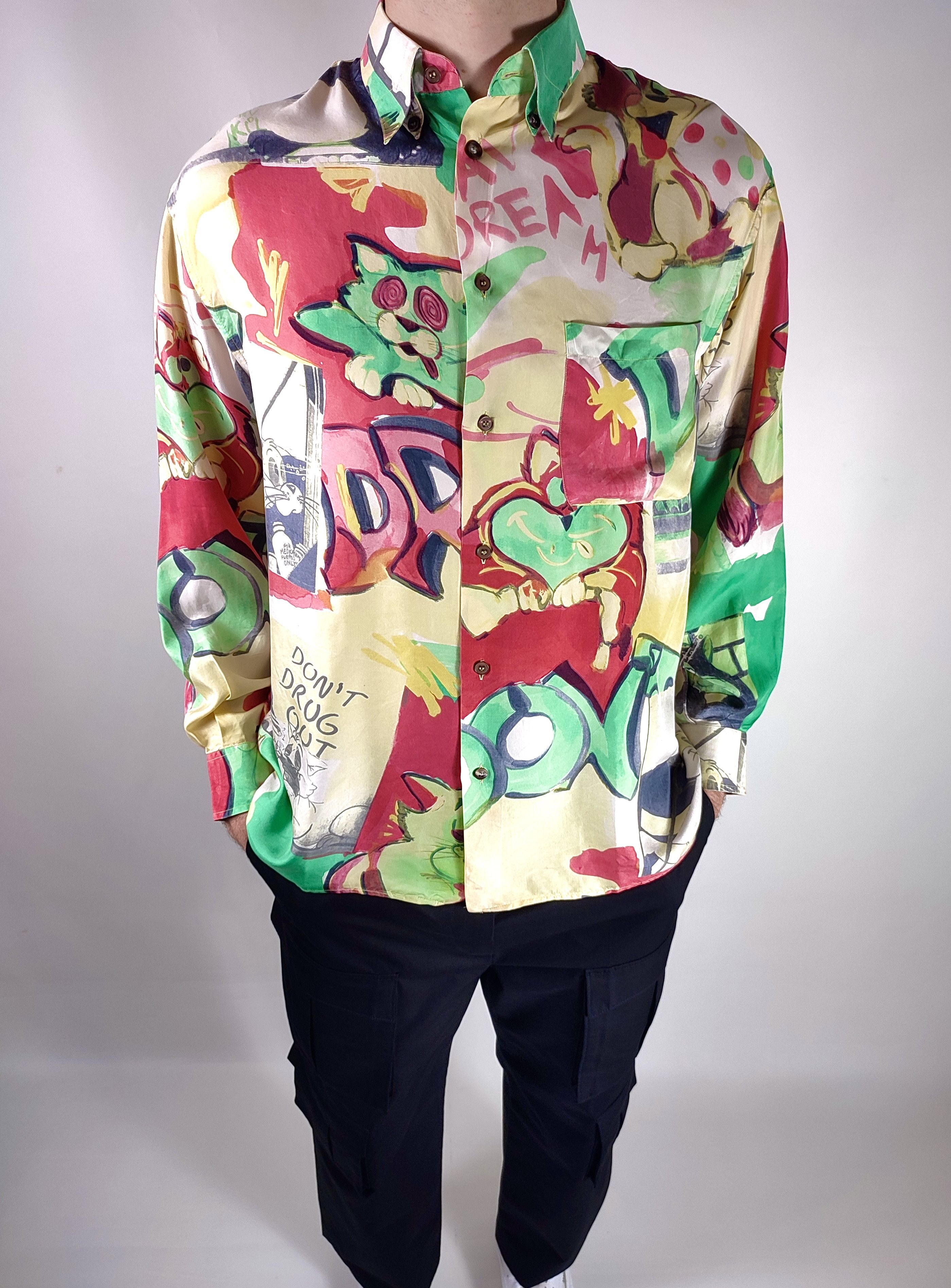 Iceberg 1992 Iceberg Silk Don’t Drug Out LSD Full Print Shirt 90s Size US L / EU 52-54 / 3 - 3 Thumbnail