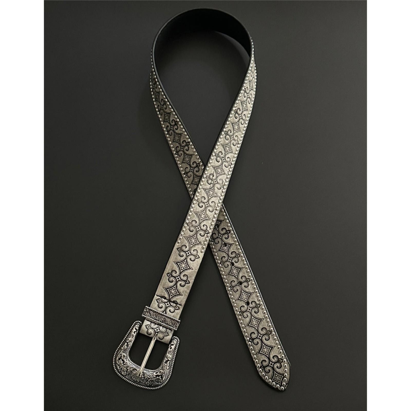 Leather Ornate Western Floral Filigree Belt Size ONE SIZE - 4 Thumbnail