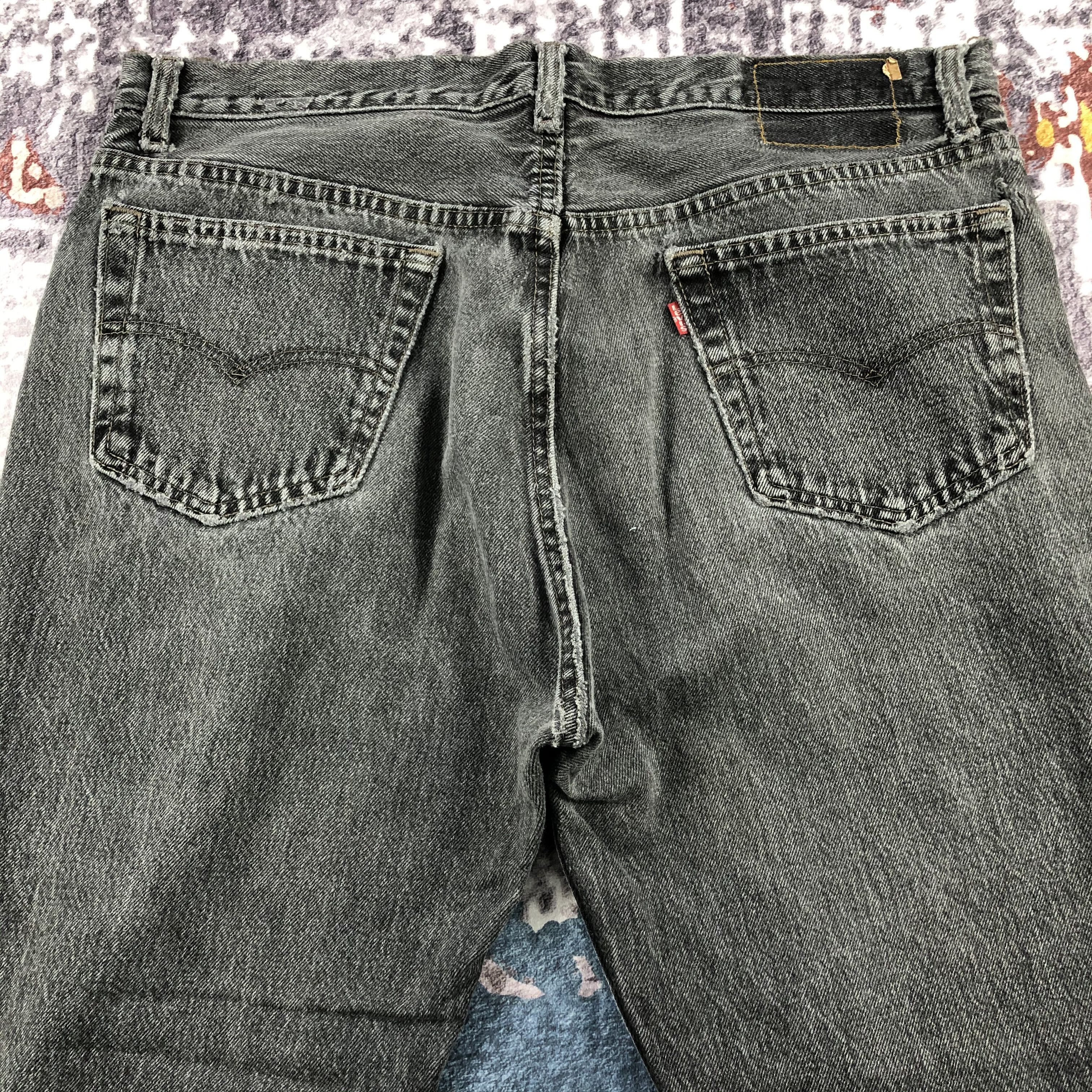 Levi's Vintage 90s Faded Black Levis 501 Jeans-JM2272 Size US 36 / EU 52 - 5 Thumbnail