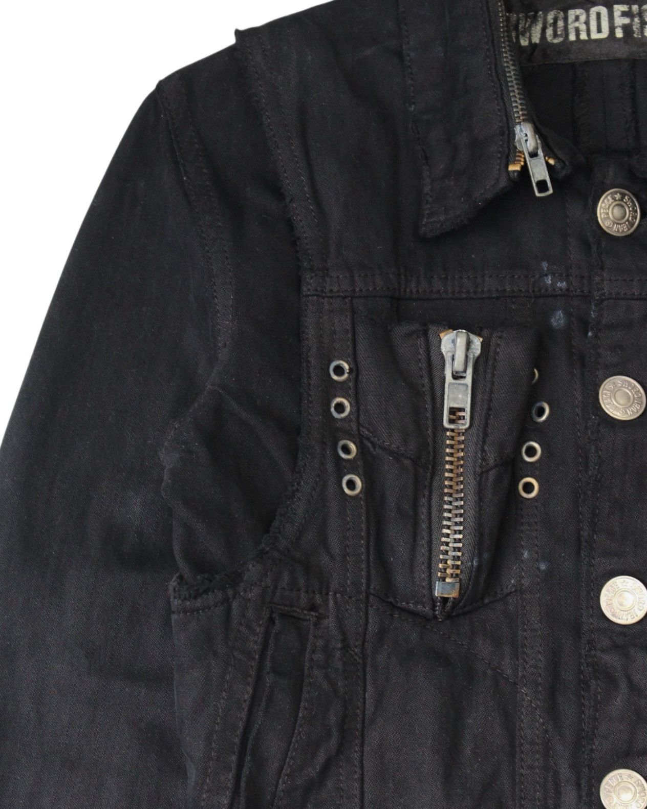 If Six Was Nine 2000S SWORD FISH BLACK CONVERTIBLE DENIM JACKET Size S / US 4 / IT 40 - 4 Thumbnail