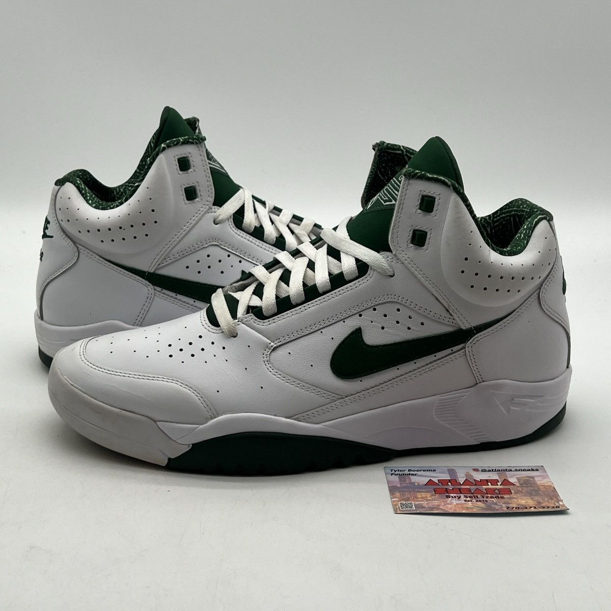 Nike Air flight lite mid white gorge green | Grailed