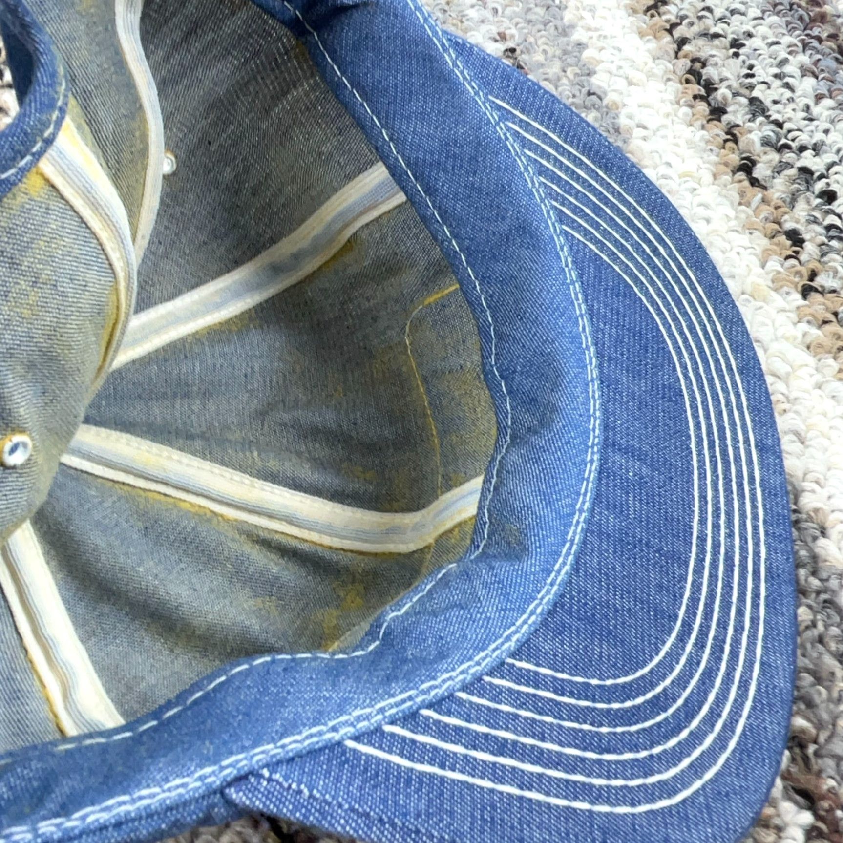 J Brand VINTAGE K-BRAND Trucker Hat Cap Snap Back Denim USA Patch 80s 90s Classic Retro Adjustable Mens One Size Blue Denim Hat Size US 35 - 6 Thumbnail