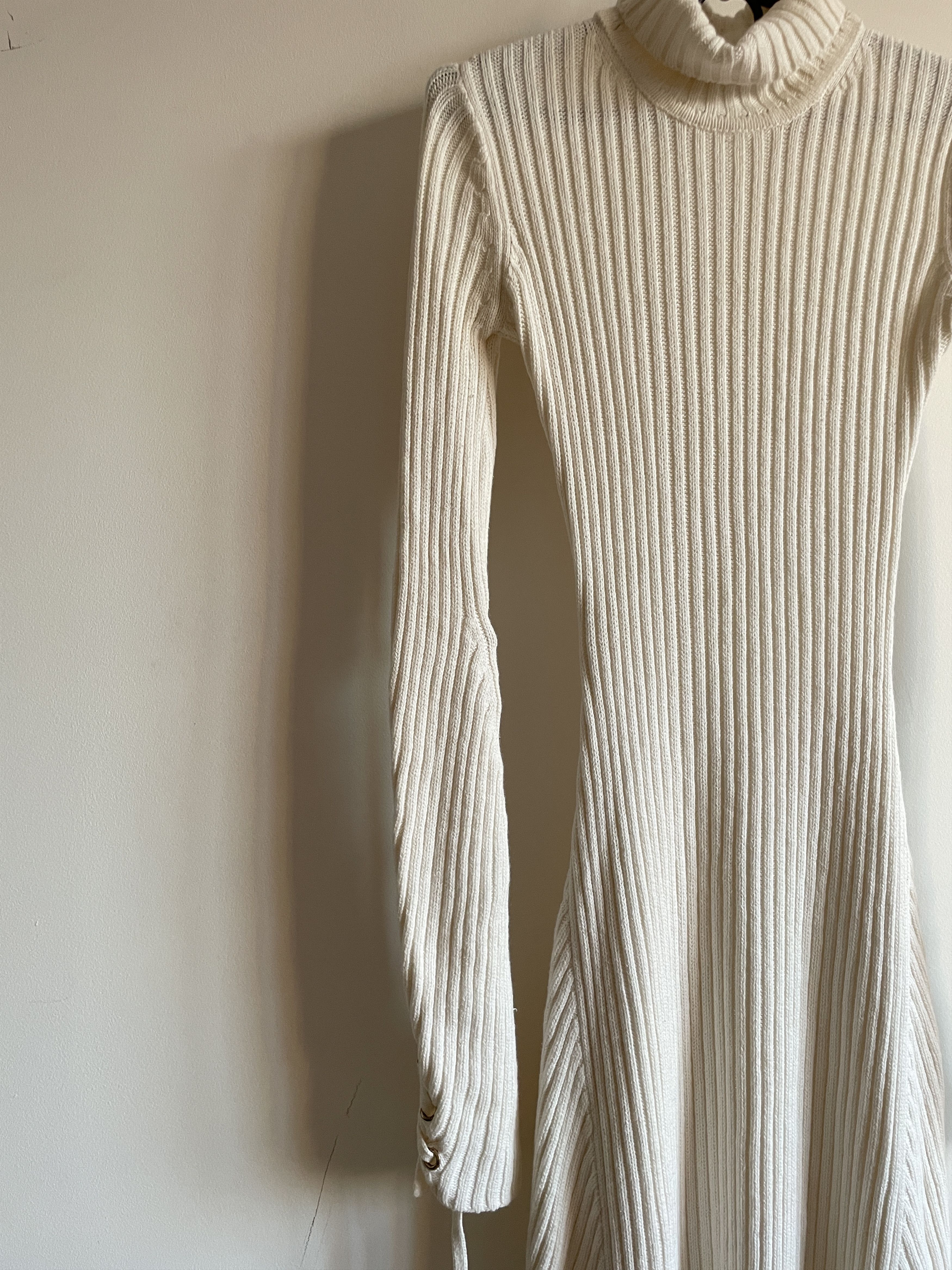 Maje Maje Rafaela Cotton/Wool Ribbed Lace-up Sleeve Maxi Dress Size S / US 4 / IT 40 - 6 Thumbnail
