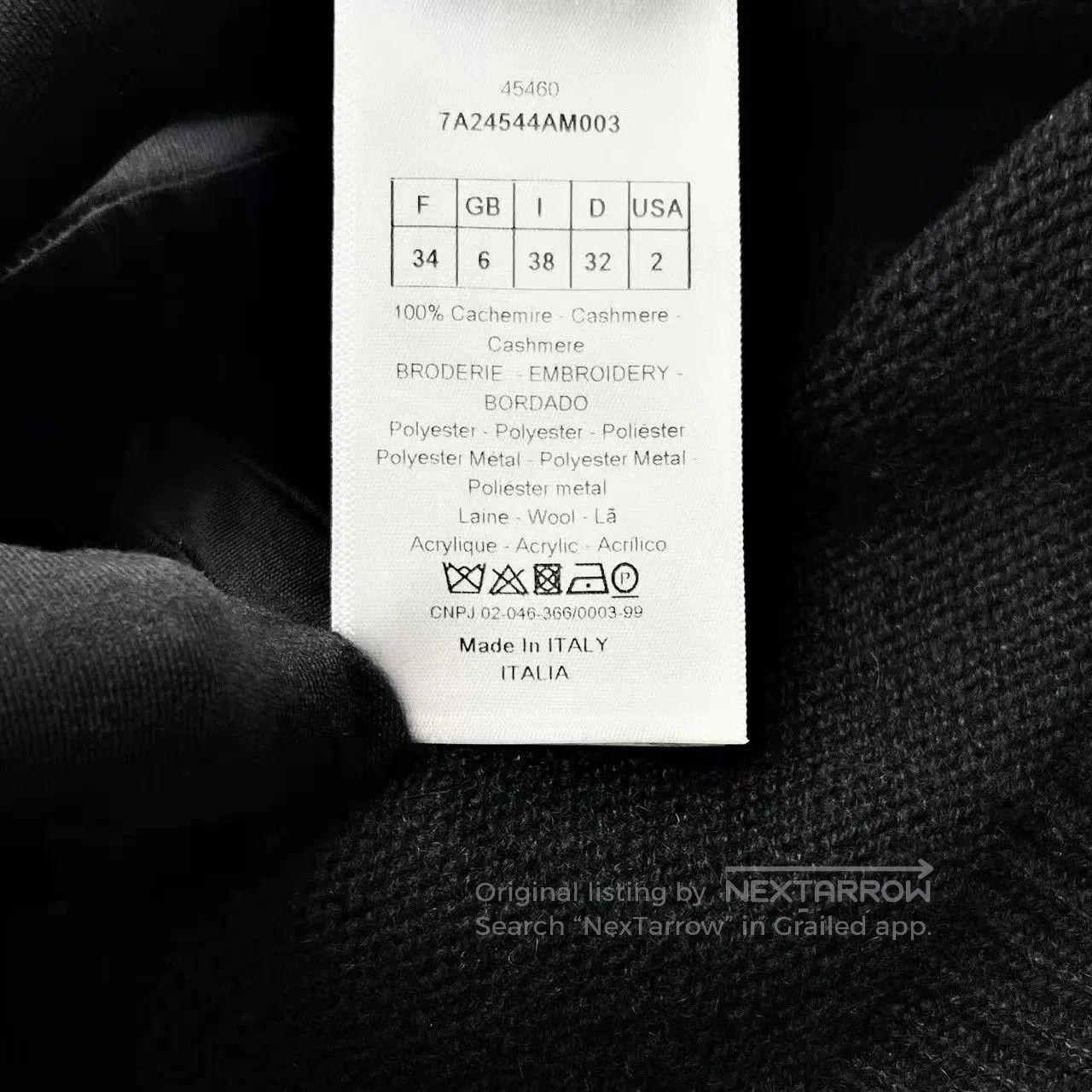 Dior Dior Black Cashmere Intarsia Knit Sweater. Size XXS / US 00 / IT 34 - 5 Thumbnail