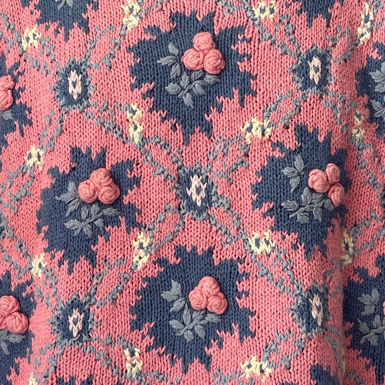 Vintage VINTAGE 80s PS Sport Floral Lattice Argyle Sweater Size S Size S / US 4 / IT 40 - 2 Thumbnail