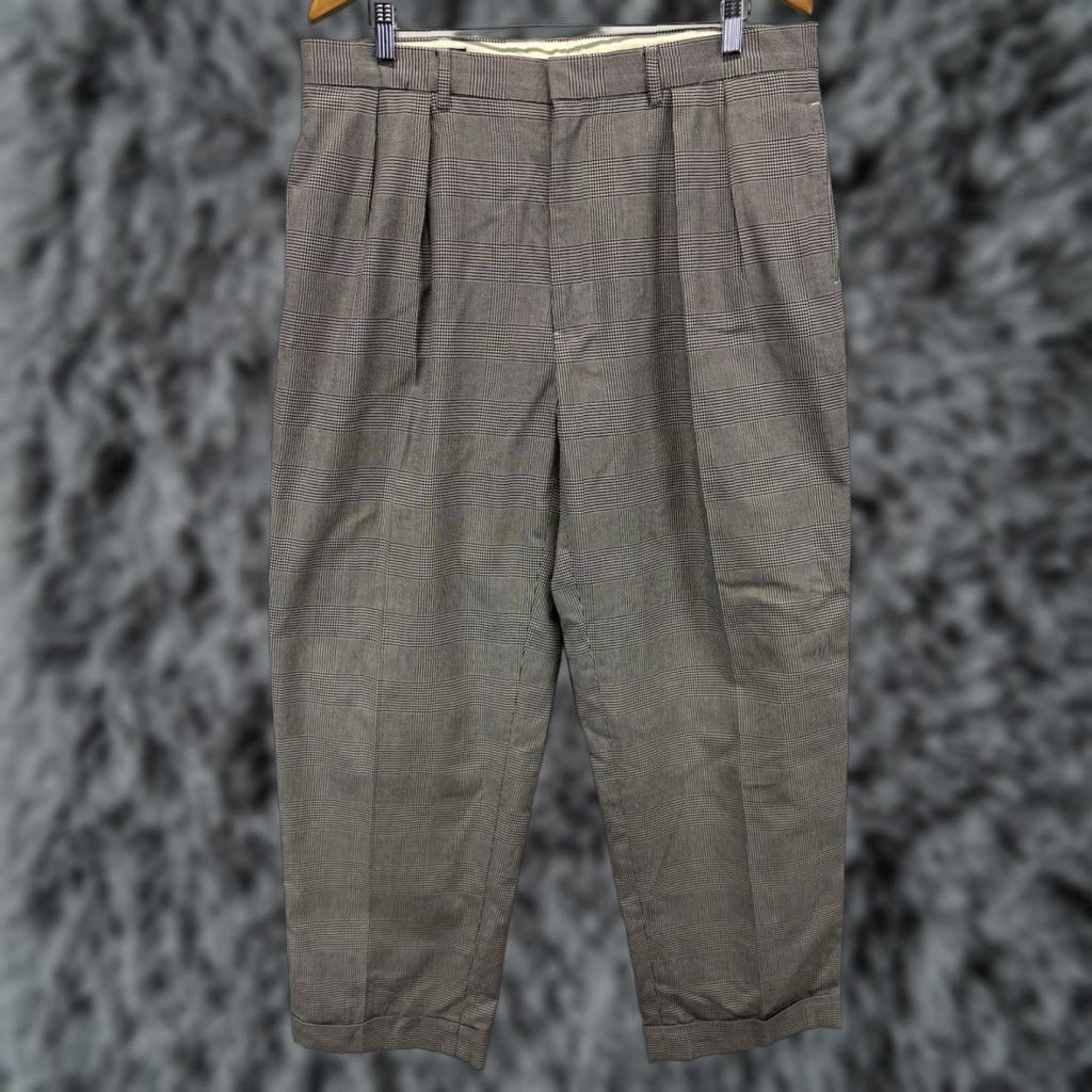 Polo Ralph Lauren VTG Polo Ralph Lauren Pants Men 38x30 Cuffed Pleated Glen Plaid USA Dress Pants 90s Preppy Straight Inseam 30 in Brown Cotton Shirt? Size US M / EU 48-50 / 2 - 1 Thumbnail