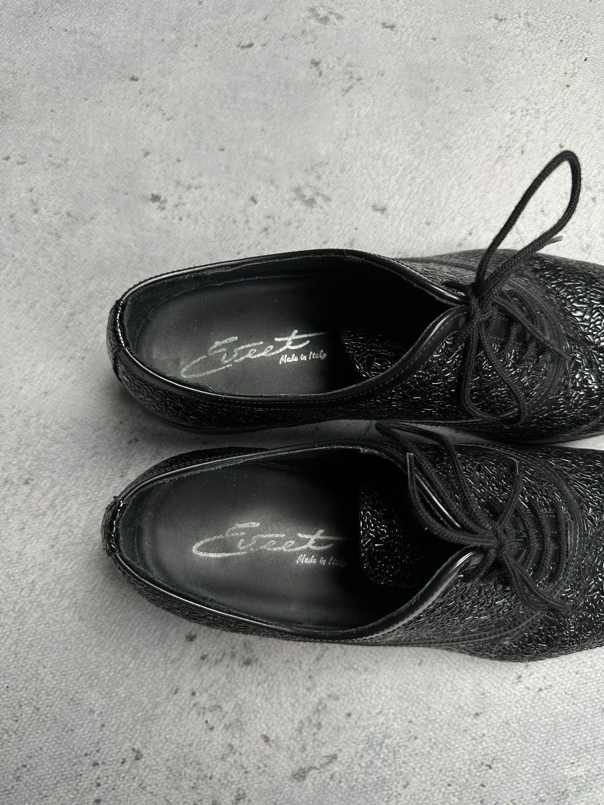 Genuine Leather Eveet Made in Italy Textured Black Derby Shoes Vero Cuoio Size US 9 / EU 42 - 6 Thumbnail