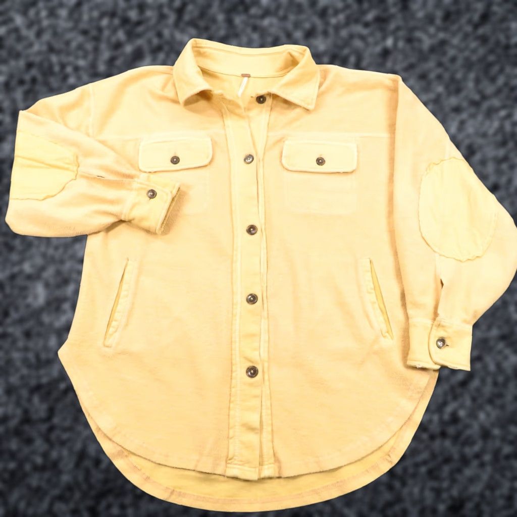 Free People Free People Shirt Womens Small Cream Oversized Shacket Jacket Button-Up Casual Sleeve Pockets Size S / US 4 / IT 40 - 1 Thumbnail