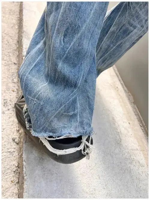 Jean custom damaged ripped flared jeans Size US 34 / EU 50 - 4 Thumbnail