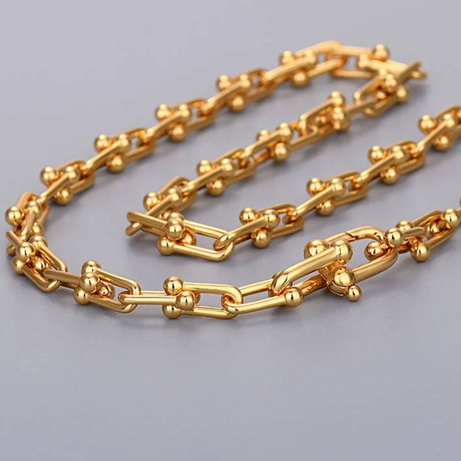 Other NEW! 18k gold plated Sterling Silver U link Necklace! Size ONE SIZE - 2 Thumbnail