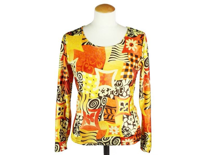 Vintage Vintage 1970’s Crushed Velvet Patchwork Design Shirt - Small Size S / US 4 / IT 40 - 1 Thumbnail