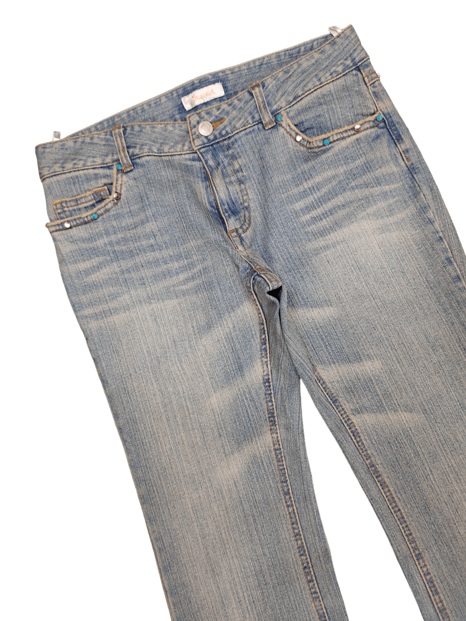 If Six Was Nine Flare Jeans Muuga Distress Faded Boot Cut Y2k Low Rise Size US 30 / EU 46 - 5 Thumbnail