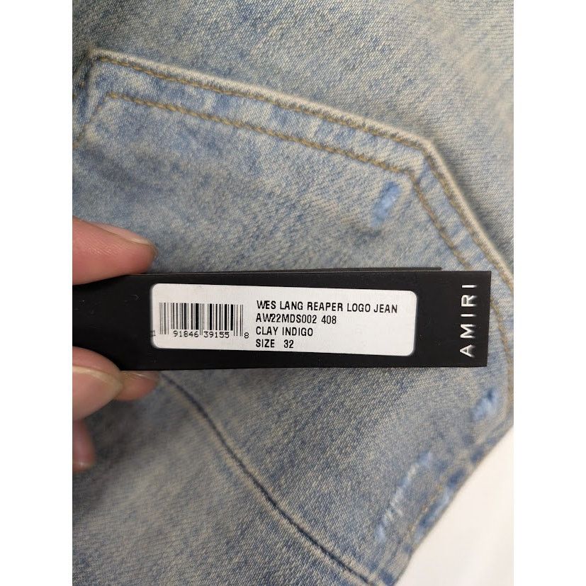 Amiri o1rshd1 Wes Lang Reaper Logo Jeans in Clay Indigo Size US 32 / EU 48 - 19 Thumbnail