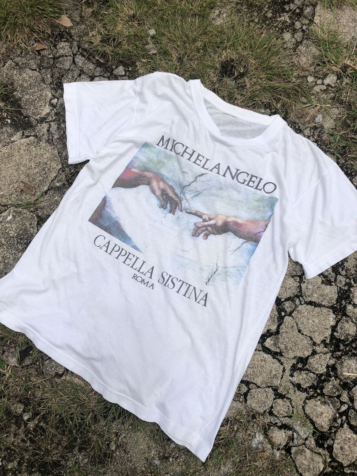 Vintage Vintage Art Michelangelo Cappella Sistina Roma Tshirt Size US L / EU 52-54 / 3 - 1 Thumbnail