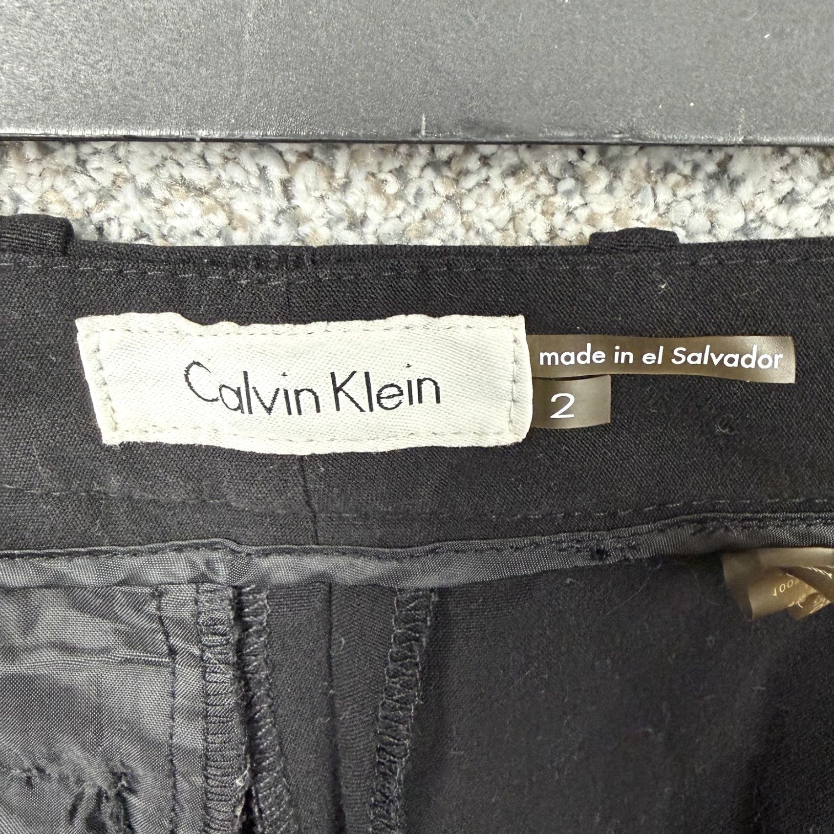 Calvin Klein Calvin Klein Dress Pants Womens 2 Black Straight Leg Flat Front Pockets Stretch 31x29.5 Regular Size 26" / US 2 / IT 38 - 7 Thumbnail