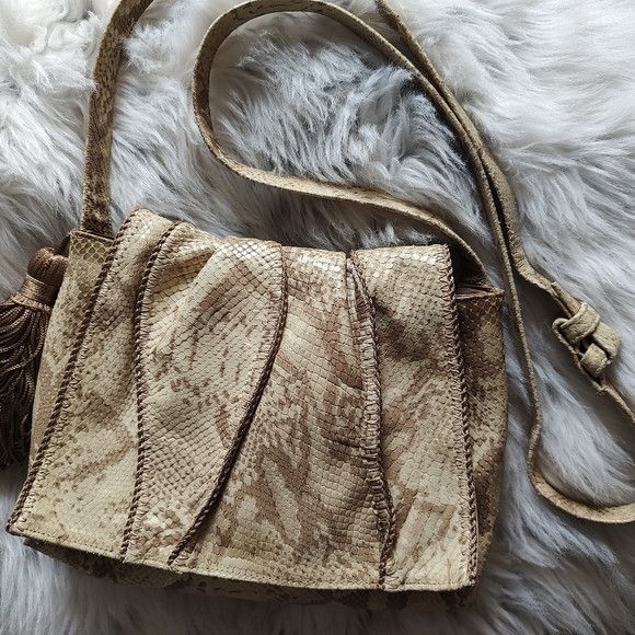 Vintage vintage Sharif snake textured handbag Size ONE SIZE - 6 Thumbnail