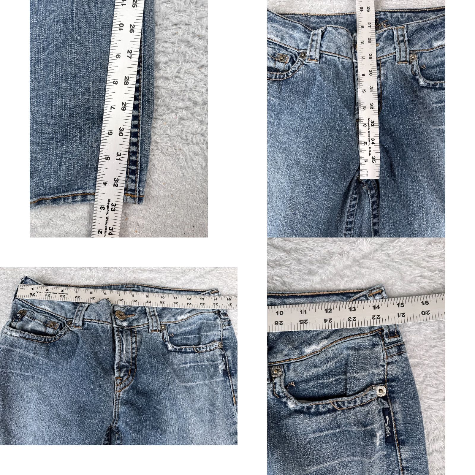 Silver Jeans Co. Silver Jeans Suki Womens Jeans Bootcut 30x29 Blue Denim Distressed Cotton Regular 5-Pocket Pocket Style MId Rise - Silver Jeans Size 30" / US 8 / IT 44 - 8 Thumbnail