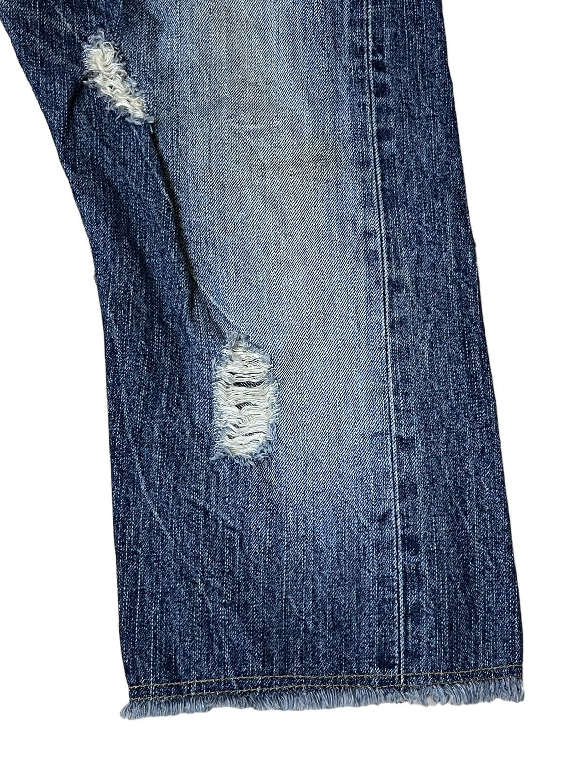 Edwin SICK🔥VINTAGE EDWIN 505s DISTRESSED SELVEDGE 3 QUARTER JEANS Size US 32 / EU 48 - 5 Thumbnail