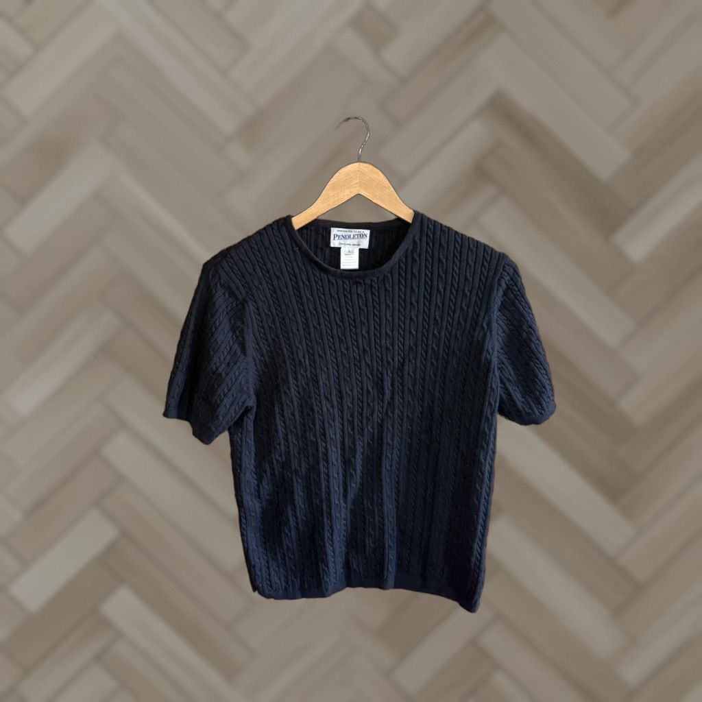 Pendleton Pendleton Womens Black Short Sleeve Knit Shirt L Adult Basic T-Shirt Size L Womens Black Knit Short Sleeve Shirt Size L / US 10 / IT 46 - 1 Thumbnail