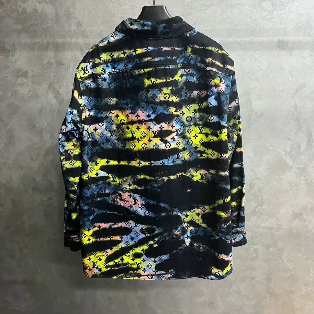 Louis Vuitton colorful black long sleeve denim shirt Size US L / EU 52-54 / 3 - 2 Thumbnail