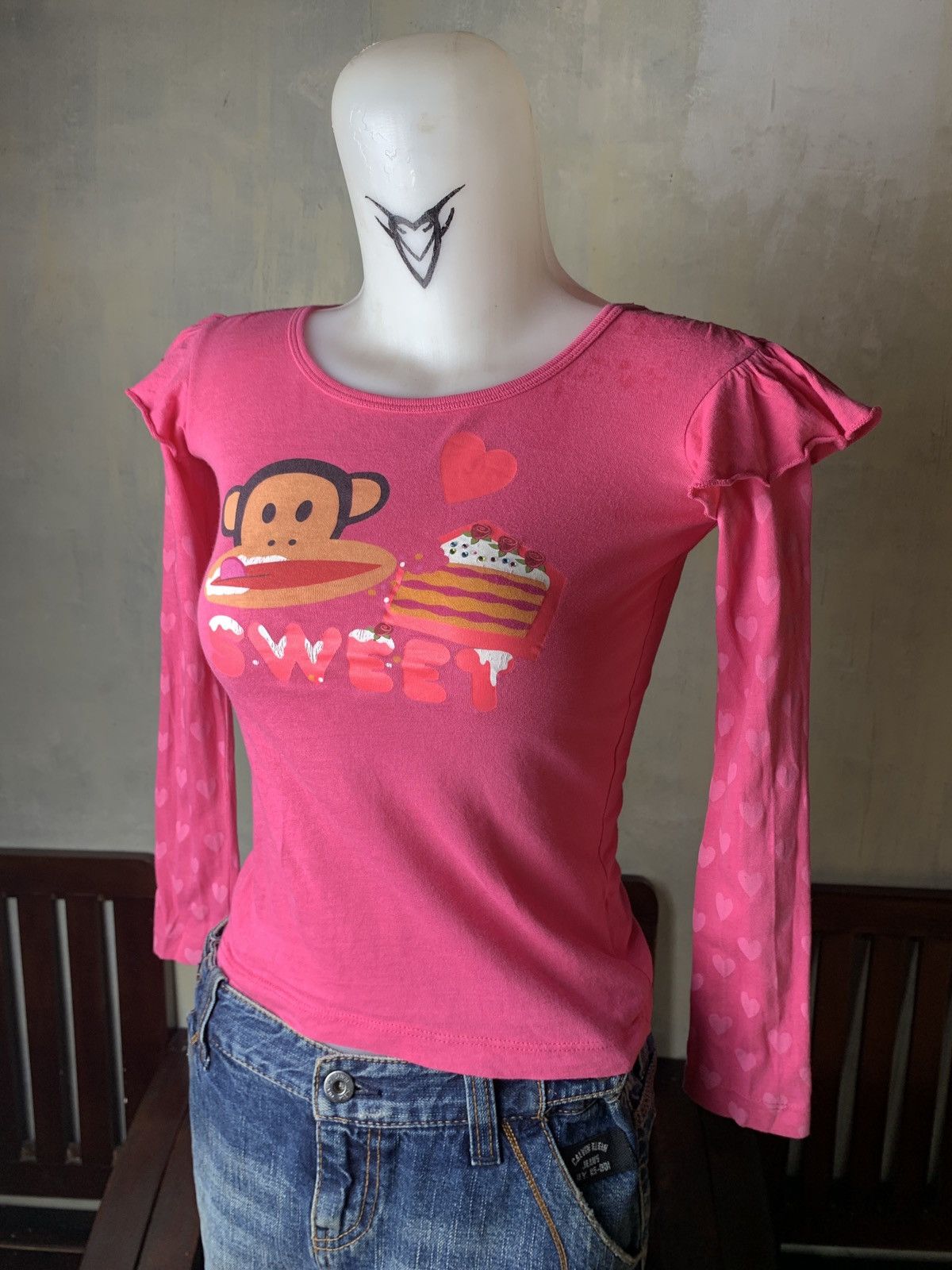Paul Frank Paul Frank Pink Sweet Julius Love Longsleeve Baby Tee Size XS / US 0-2 / IT 36-38 - 2 Thumbnail