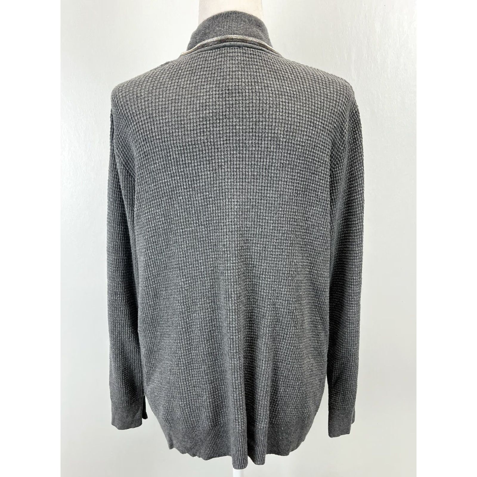 Vintage Chico's Zenergy Waffle Knit Sweater Women XL Gray V-Neck Pullover Knit Classic Size XL / US 12-14 / IT 48-50 - 3 Thumbnail