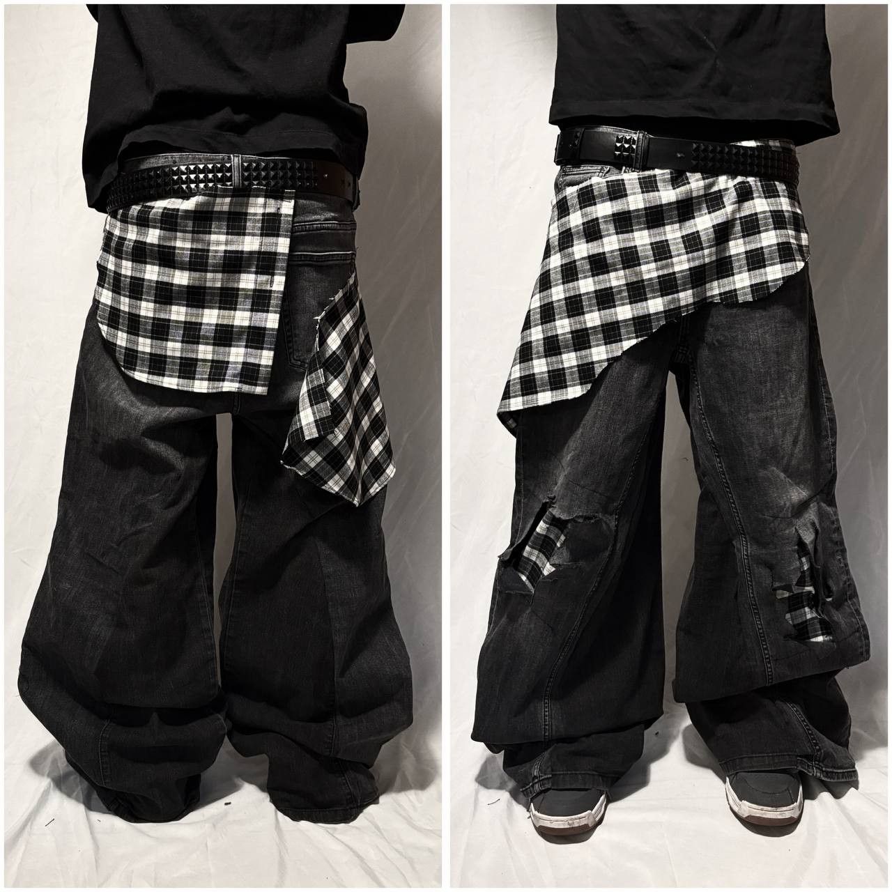 Japanese Brand Black Wide Leg Baggy – Handmade Streetwear Jeans Size US 36 / EU 52 - 6 Thumbnail