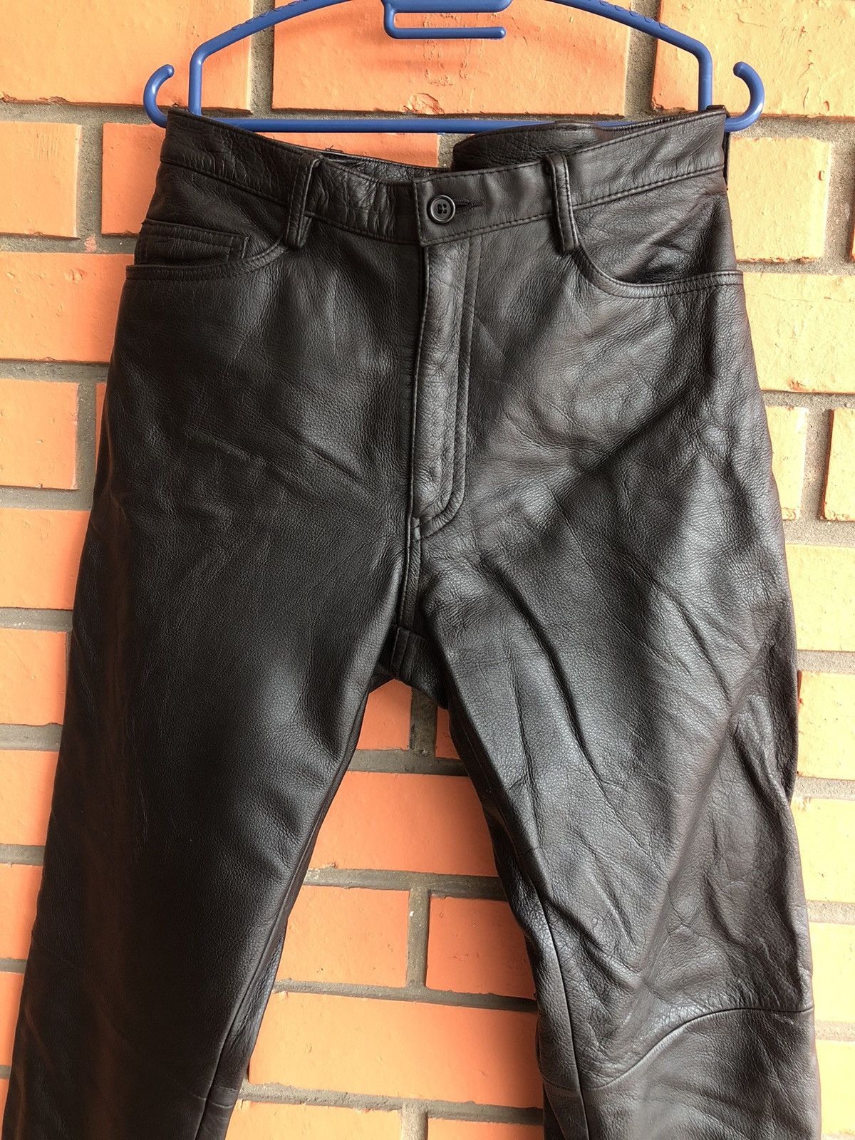 Japanese Brand × Leather VINTAGE SOFT LEATHER PARACHUTE BIKER PANTS VOLCONA Size US 32 / EU 48 - 2 Thumbnail