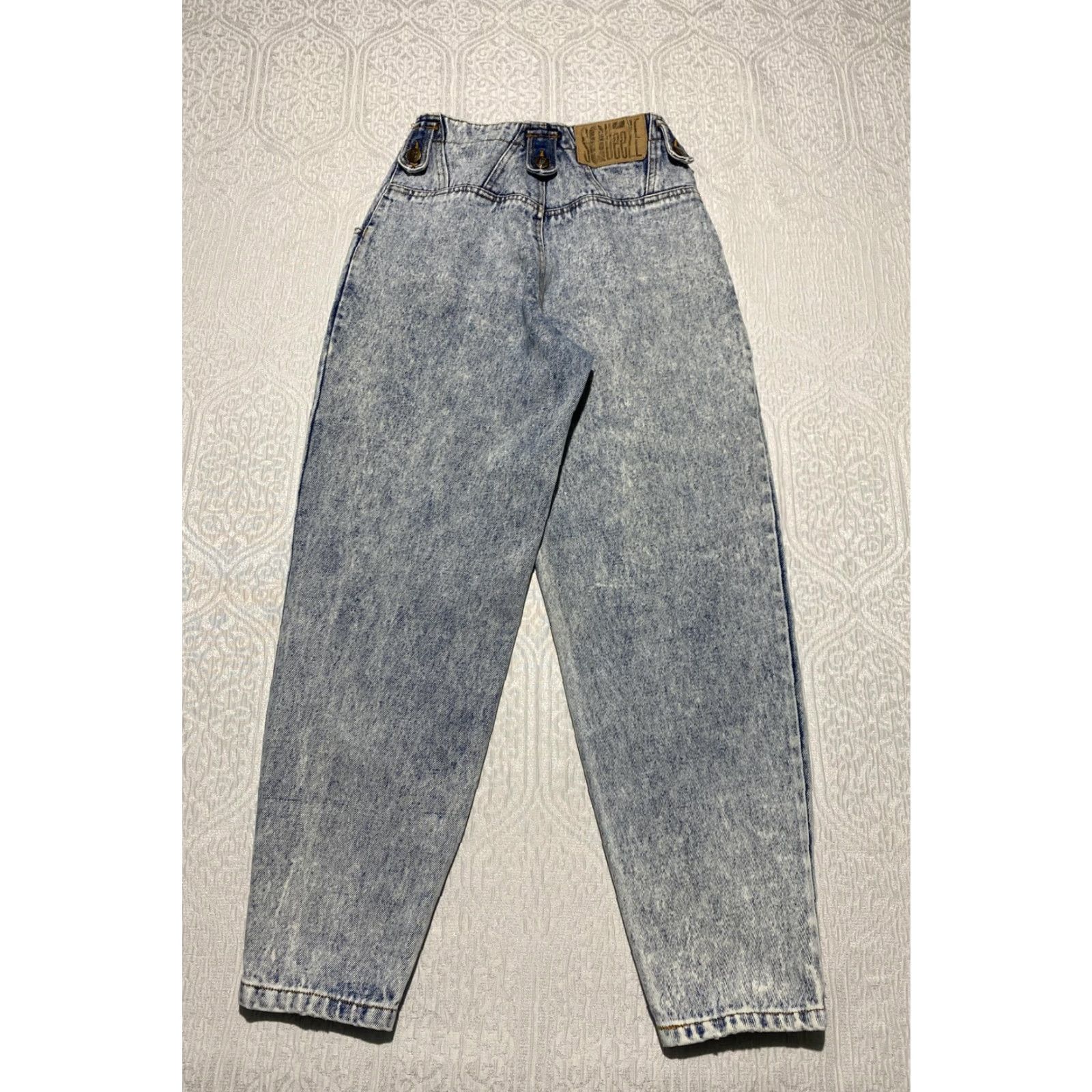 Vintage VINTAGE Squeeze Jeans Juniors 5 Blue Acid Wash High Waist Tapered Leg 90s Womens/Teens Size 27" / US 4 / IT 40 - 2 Thumbnail