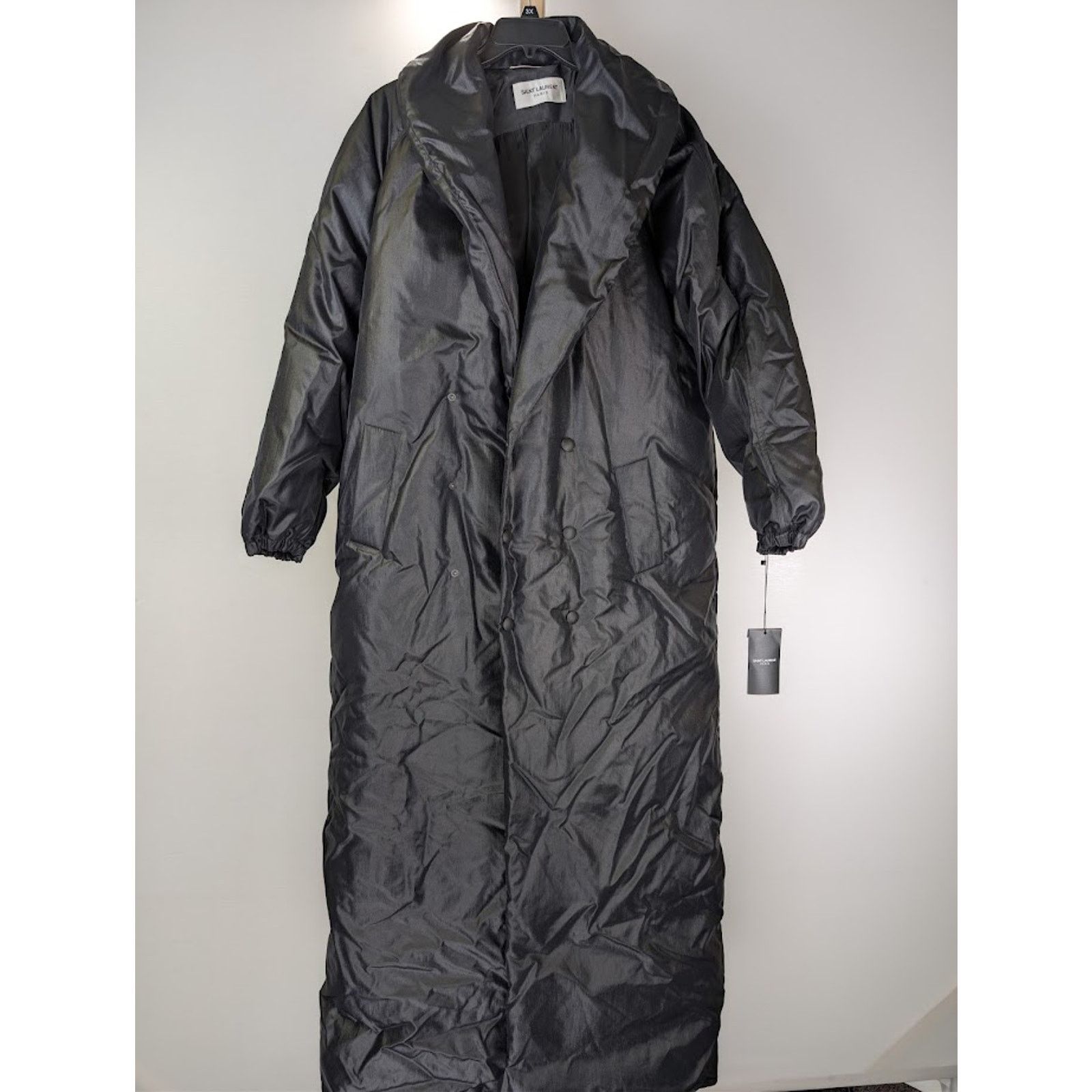 Saint Laurent Paris o1rshd1 Canvas Tech Maxi Coat in Black Size US M / EU 48-50 / 2 - 3 Thumbnail