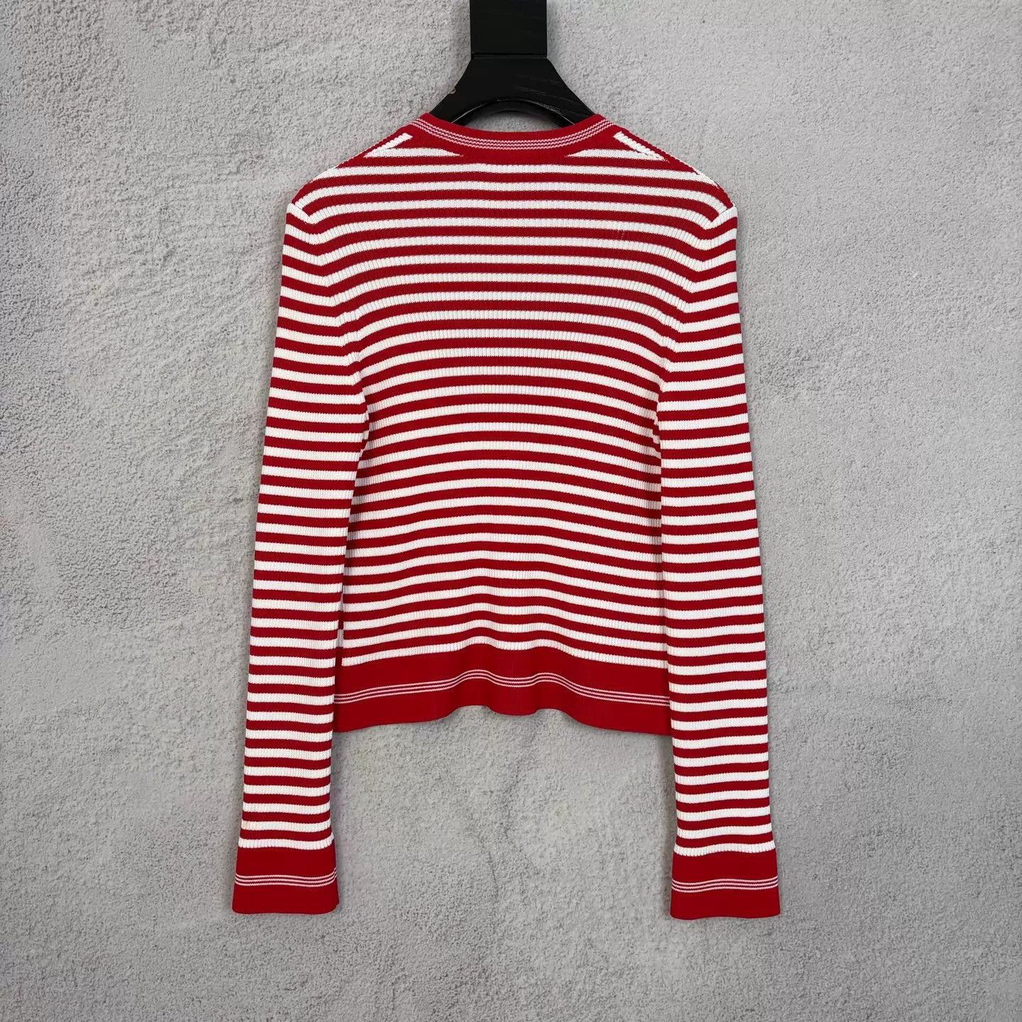 Chanel Chanel red/white colorblocked striped V-neck long cardigan Size M / US 6-8 / IT 42-44 - 2 Thumbnail