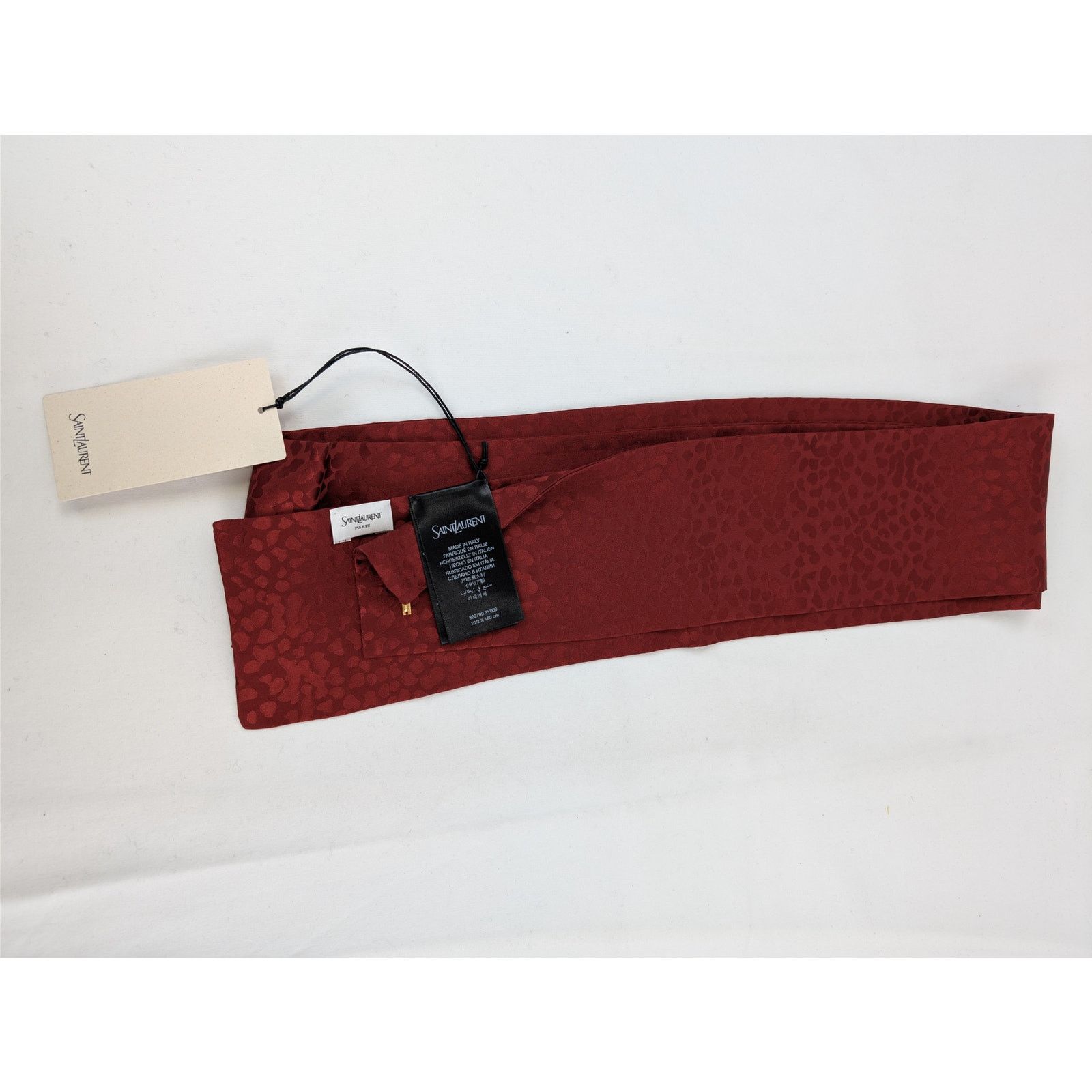 Saint Laurent Paris o1rshd1 Size: OS / Lavalliere Leopard Satin Scarf in Red Size ONE SIZE - 13 Thumbnail