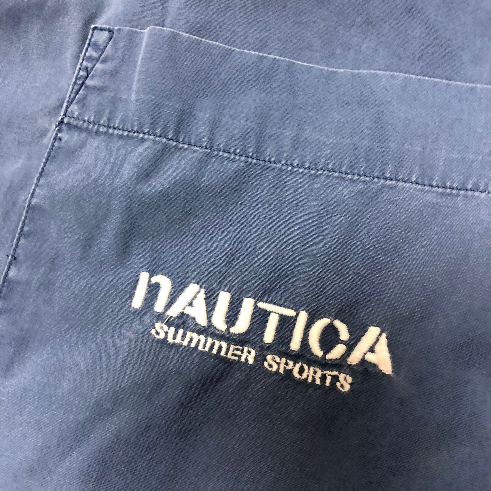 Nautica Vtg Nautica Blue SPELL OUT Button Up SAILBoat RACING Shirt Size US L / EU 52-54 / 3 - 4 Thumbnail