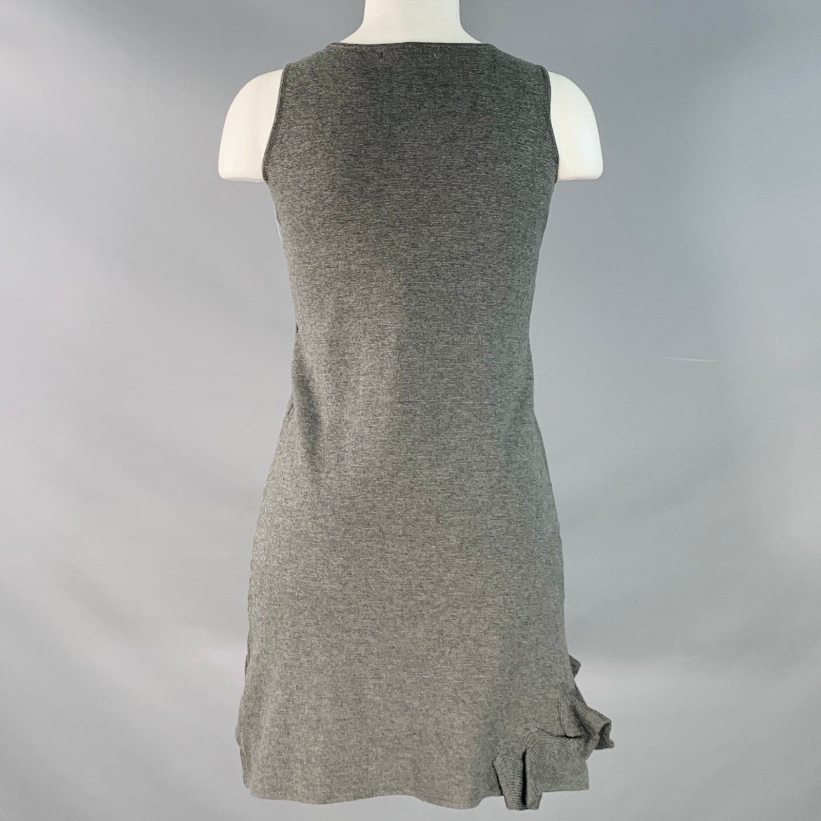 RED Valentino S Grey Wool Blend Sleeveless Rosette Appliques Dress Size S / US 4 / IT 40 - 4 Thumbnail