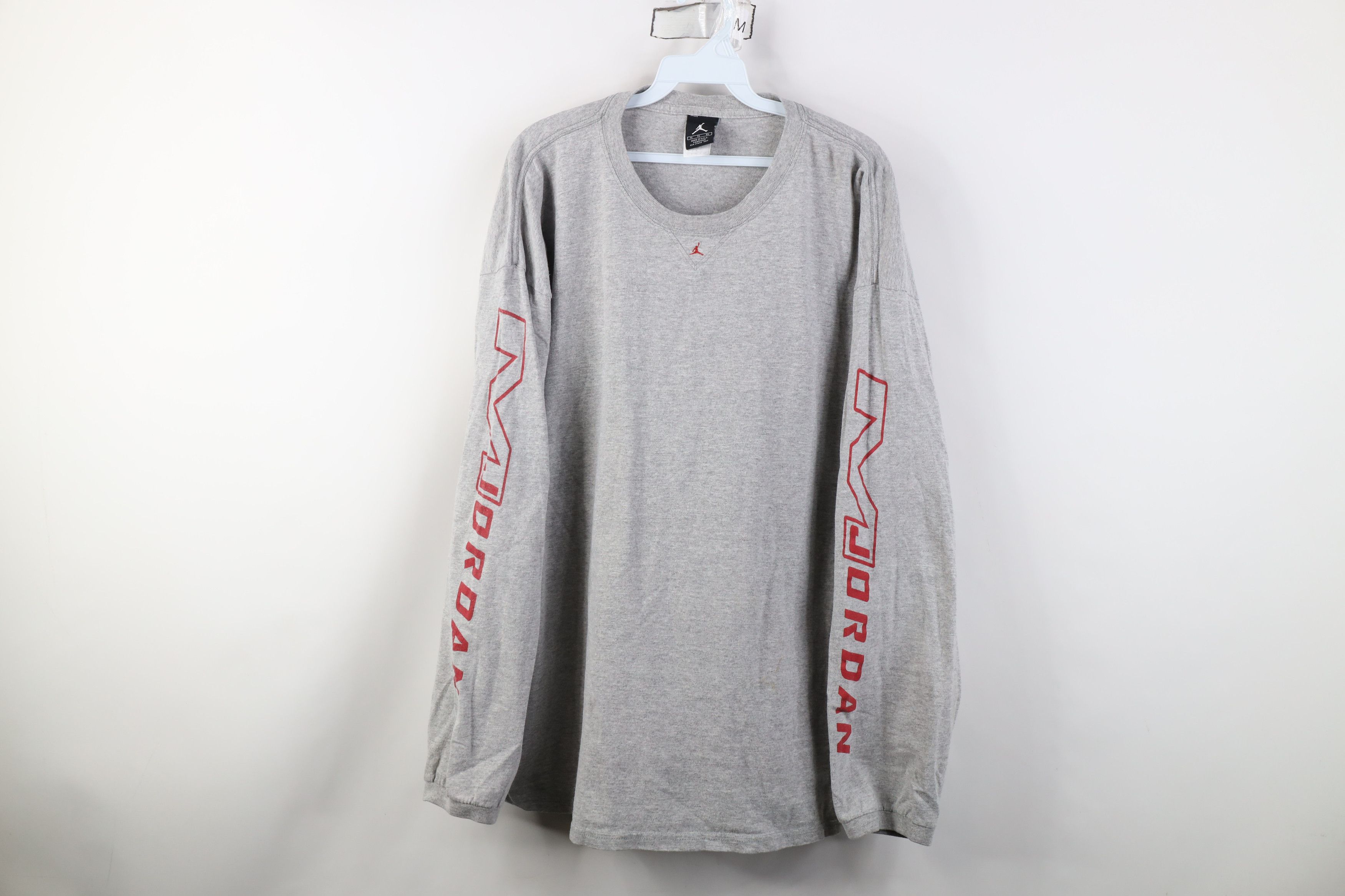 Nike Vintage 90s Y2K Nike Air Jordan Long Sleeve T-Shirt Gray USA Size US XL / EU 56 / 4 - 1 Thumbnail
