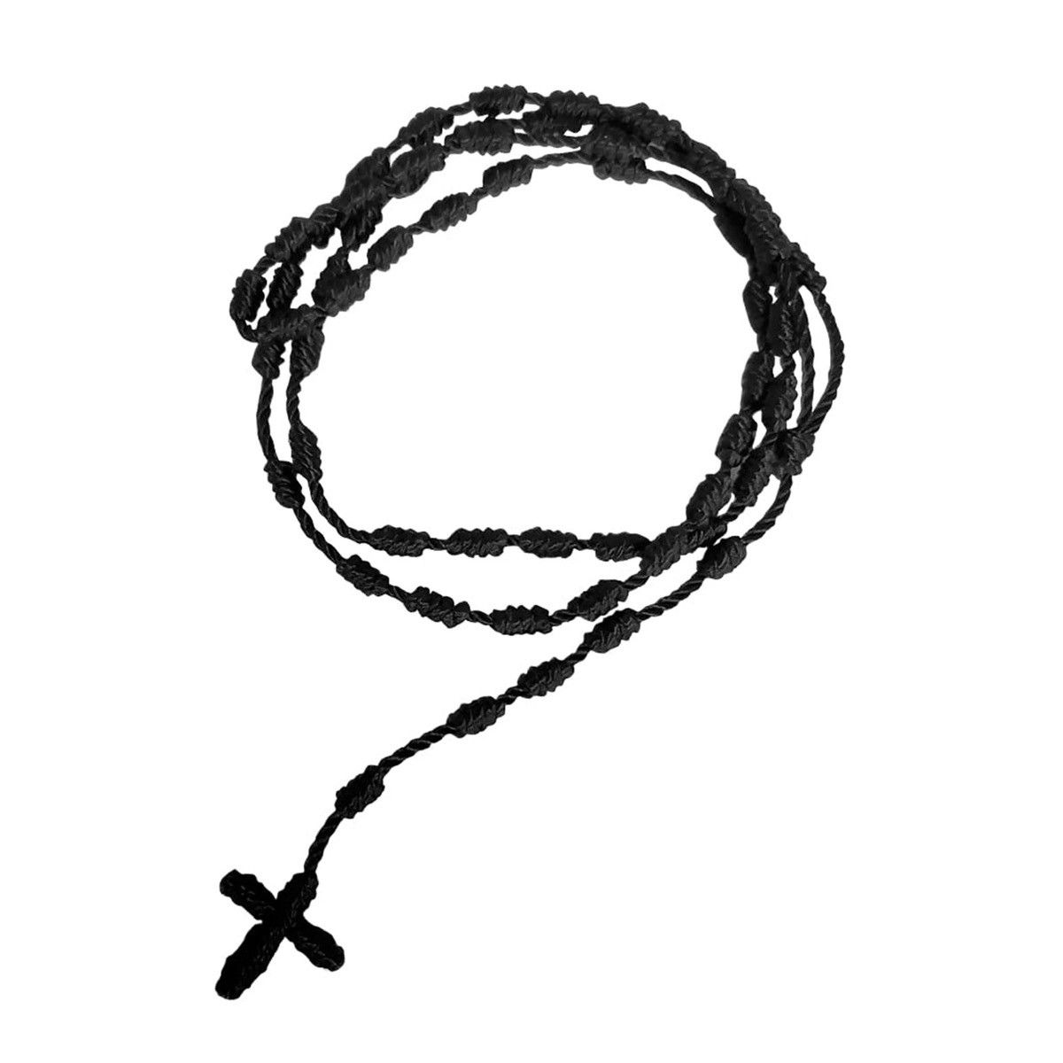 Designer × Jewelry × Vintage Handmade Knotted rosary with Cross Charm Black Rosary Size ONE SIZE - 1 Thumbnail