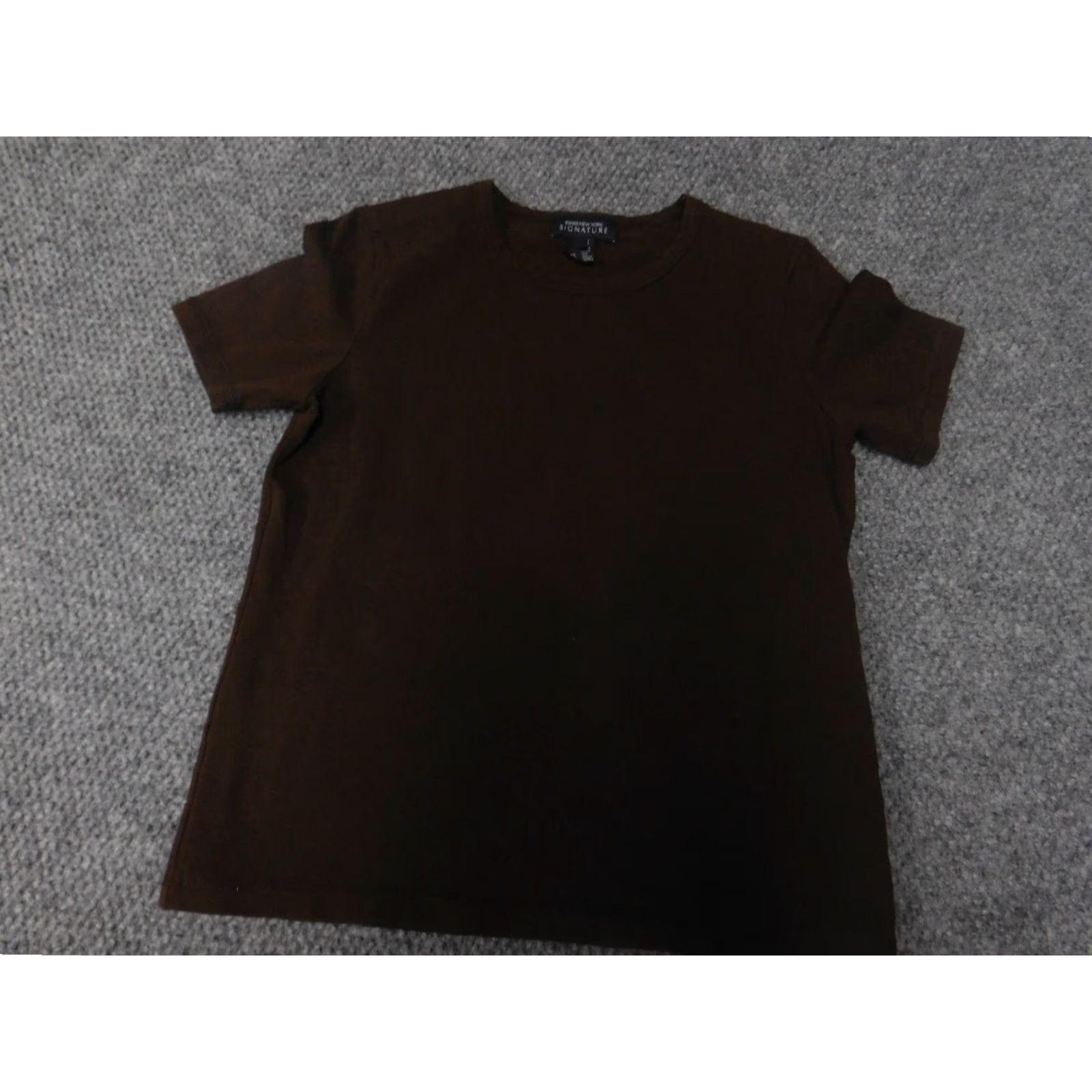 Jones New York Jones New York Top Womens Short Sleeve Shirt S Brown Crew Neck Blouse Signature Classic Casual Basic Shirt Size S / US 4 / IT 40 - 2 Thumbnail