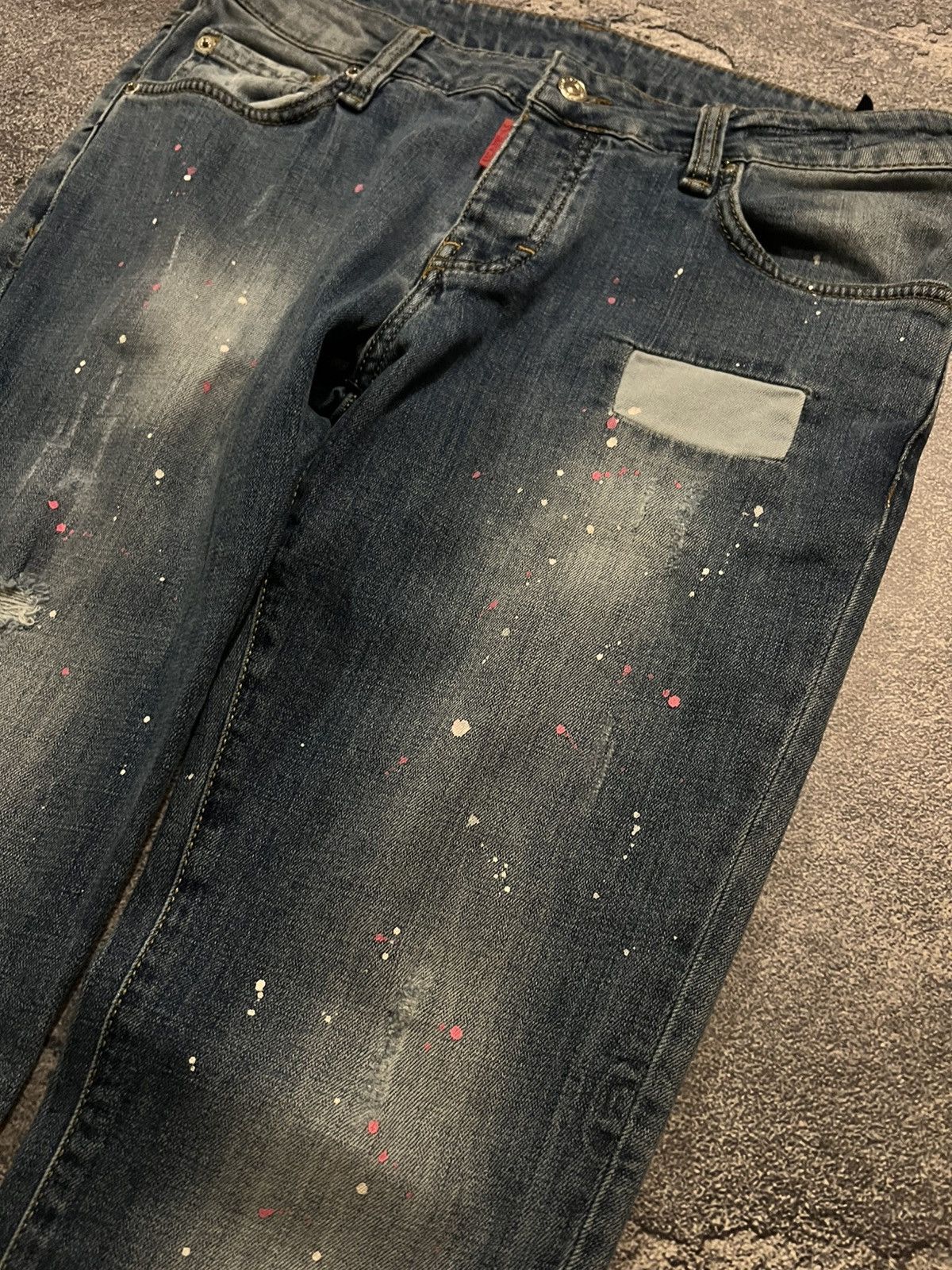 Japanese Brand Y2K Slim Jeans Swag In Paint / Archive Number Nine Style Size US 32 / EU 48 - 2 Thumbnail