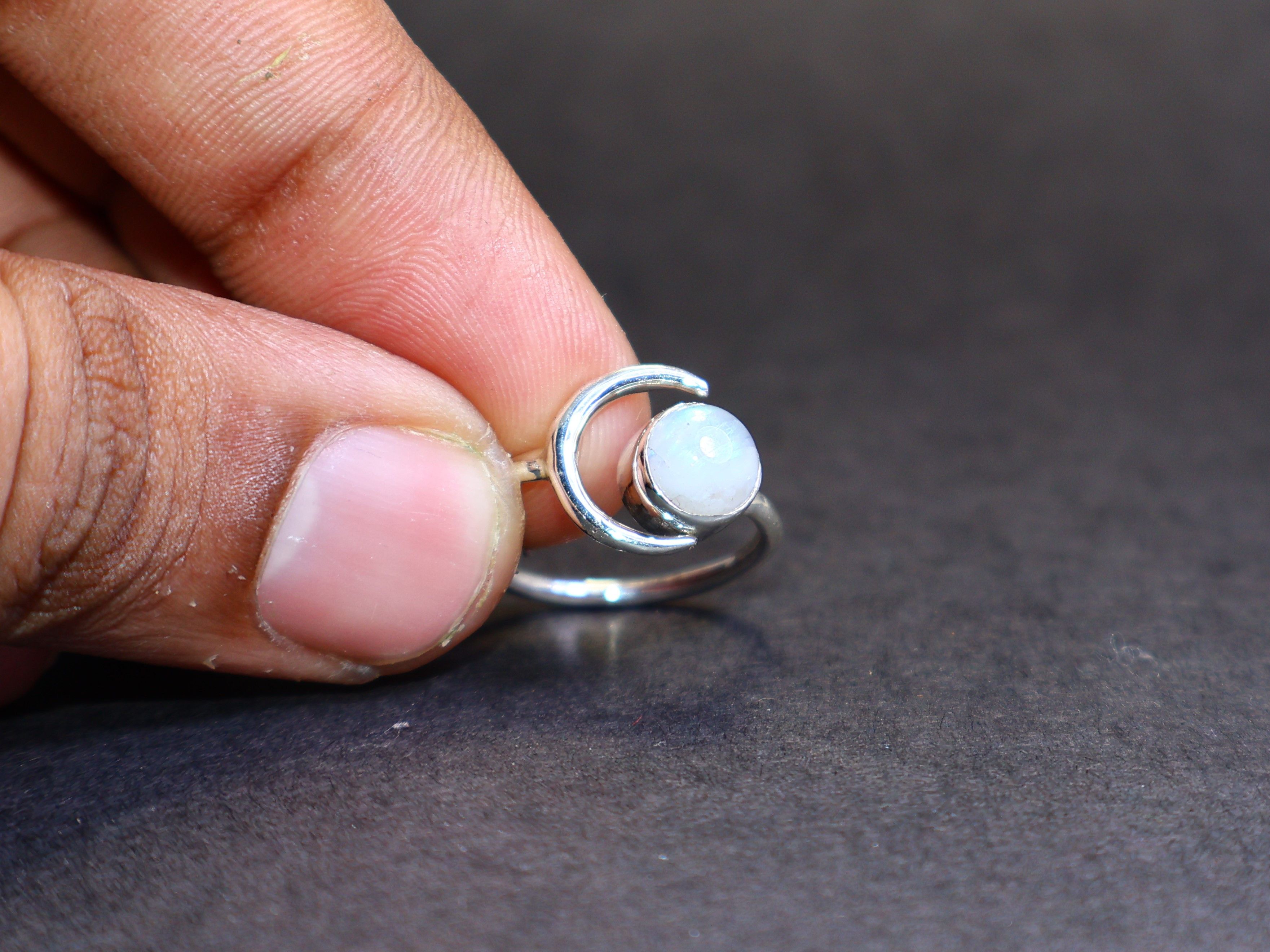 Handmade Rainbow Moonstone Ring, 925 Sterling Silver, Handmade Rings, Size ONE SIZE - 6 Thumbnail