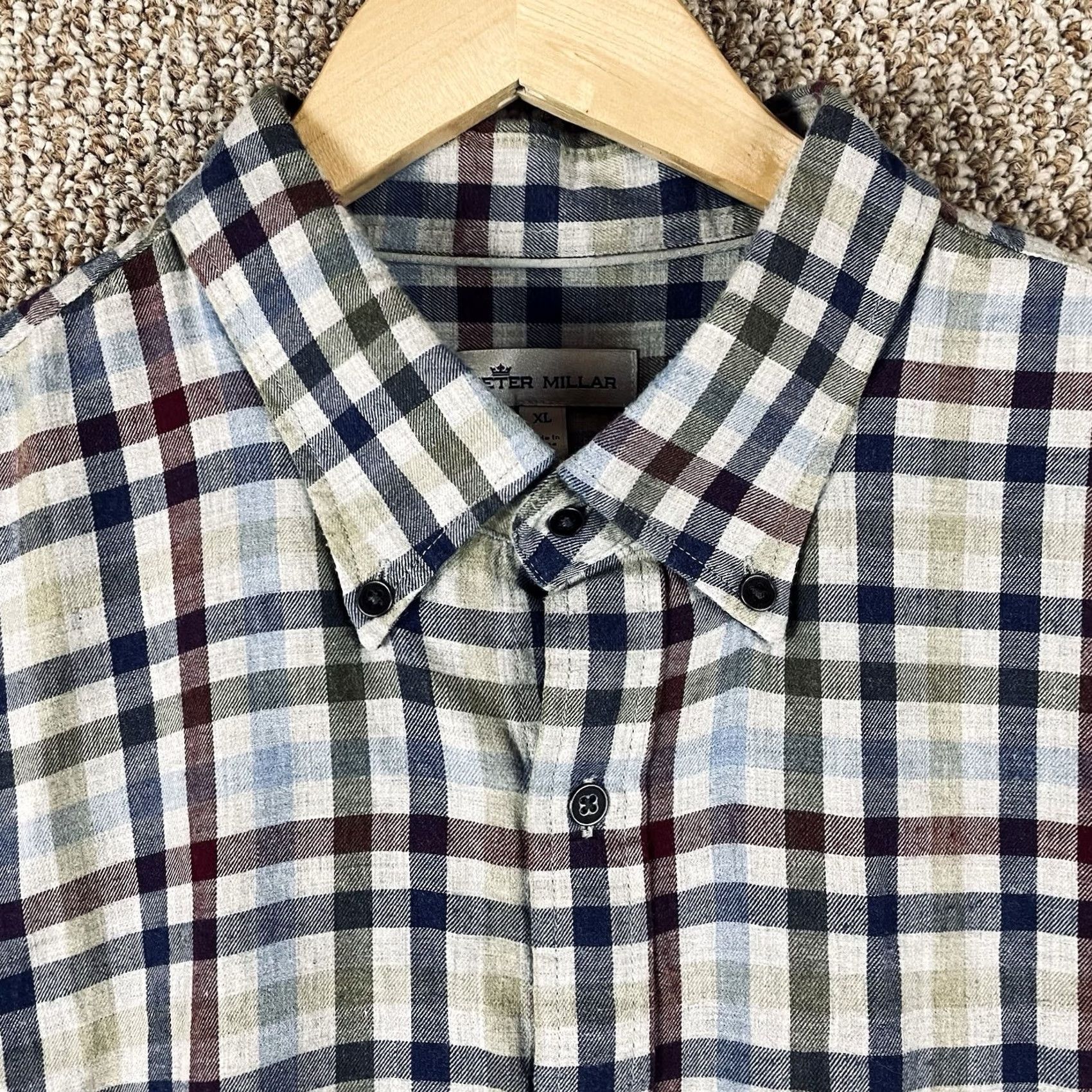 Peter Millar Peter Millar Shirt Mens XL Check Sutton Cotton Sport Button Crown Sutton 165 Size US XL / EU 56 / 4 - 2 Thumbnail