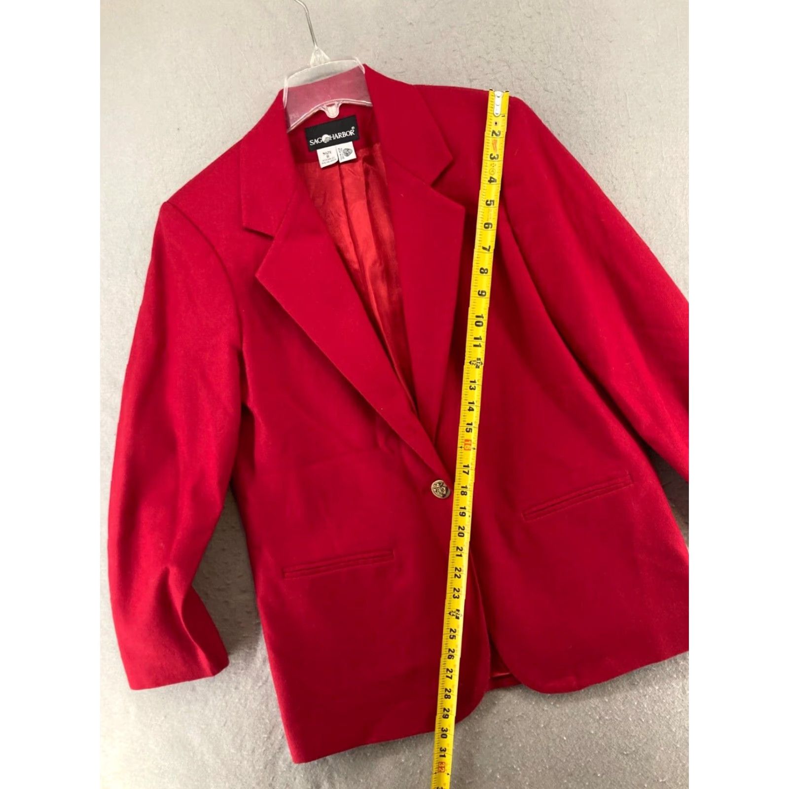 Vintage Sag Harbor Blazer Womens 8 Red Wool Vintage Notch Lapel Single-Breasted Lined 100% Wool Solid Dressy Fall Winter Size M / US 6-8 / IT 42-44 - 5 Thumbnail