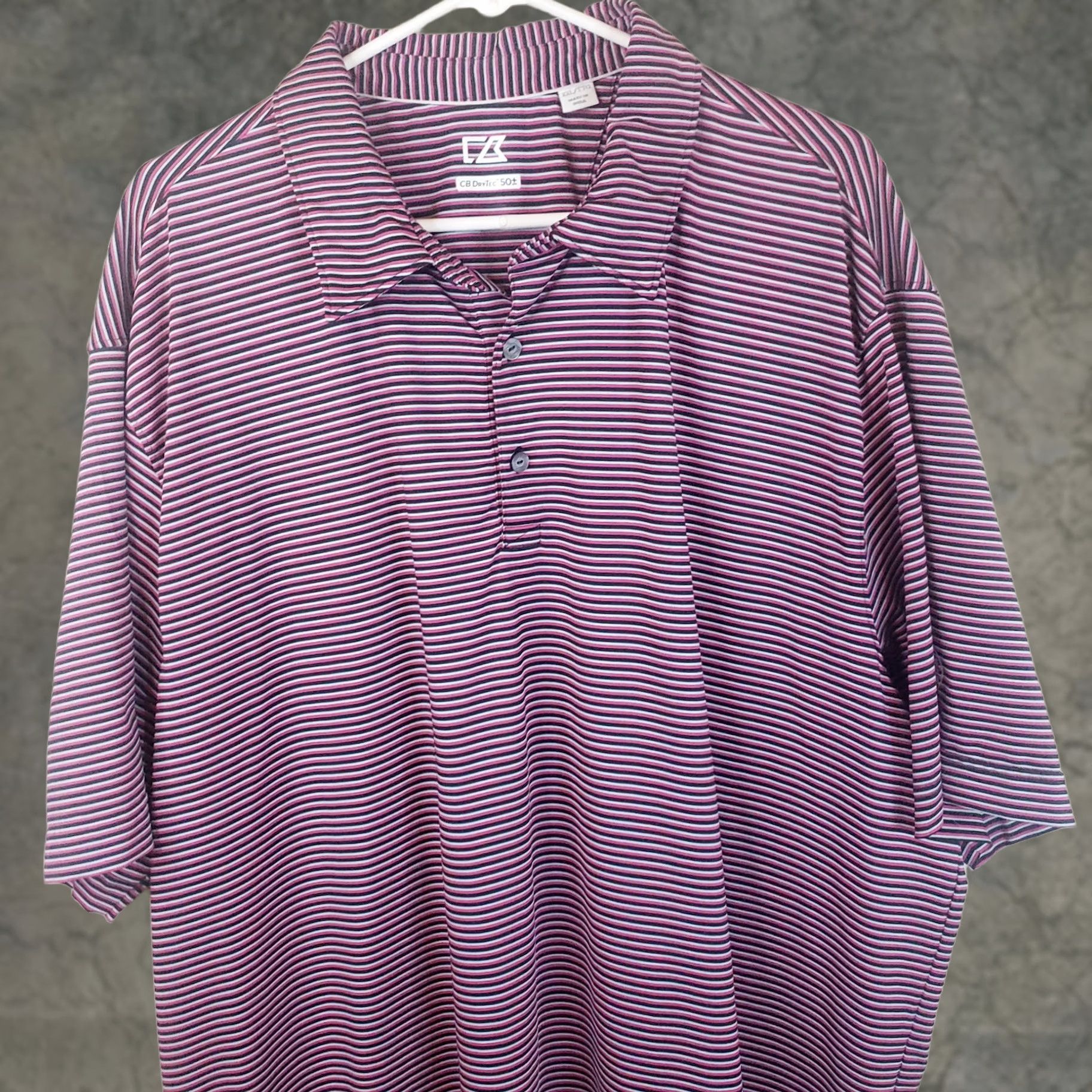Cutter & Buck Cutter & Buck CB Dry Tec Polo Shirt Black Gray Pink Striped Men 2XL Adult Regular Short Sleeve Size US XXL / EU 58 / 5 - 1 Thumbnail