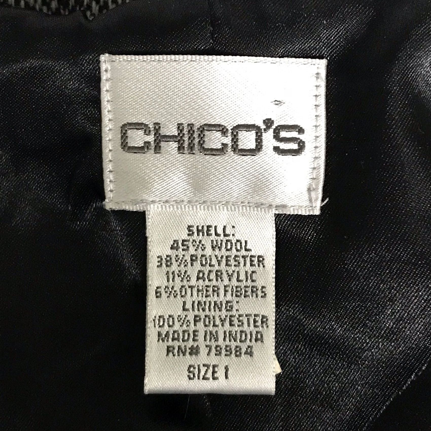 Vintage Chico’s Women Gray Herringbone Tweed Wool Blend Trinket Studded Open Vest Size XS / US 0-2 / IT 36-38 - 3 Thumbnail