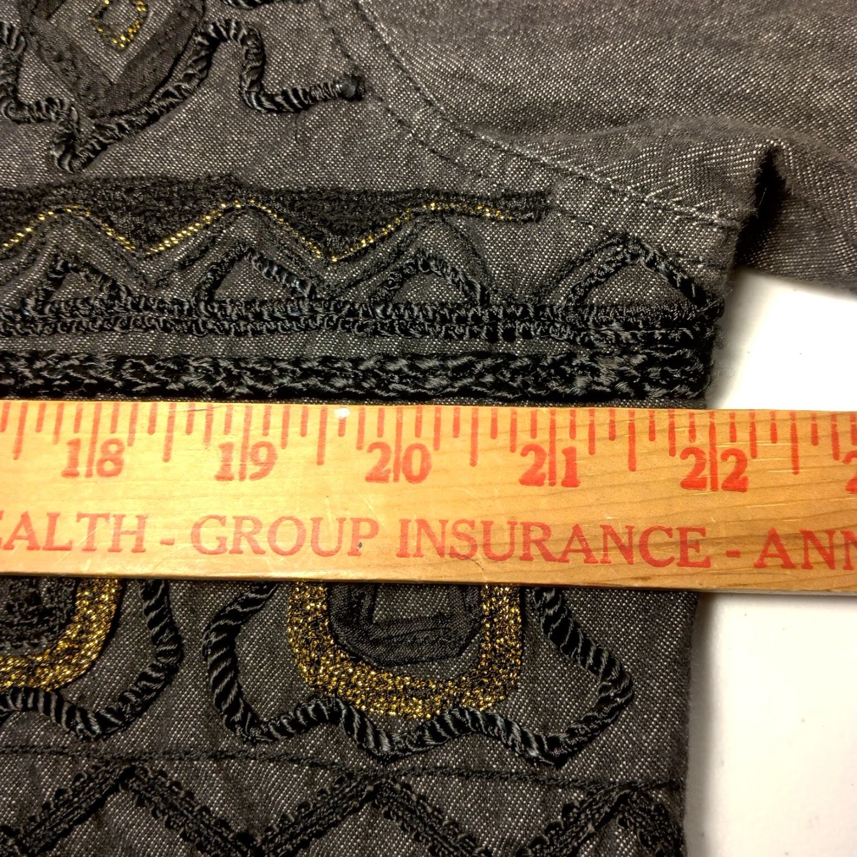 Vintage VINTAGE Bleu Bayou Jacket Ladies Regular Short Open Front Chambray Embellished Gray/Black XL Artsy Boho 90s Size XL / US 12-14 / IT 48-50 - 6 Thumbnail
